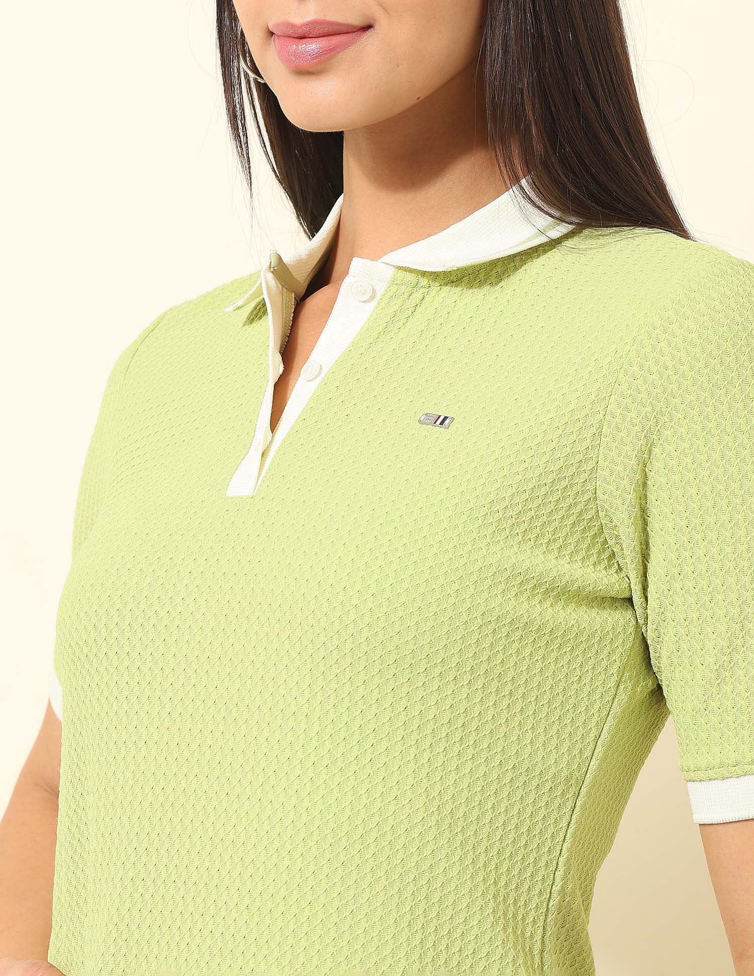 Textured Midi Polo Dress Lime Green - U.S. Polo Assn. India | Large
