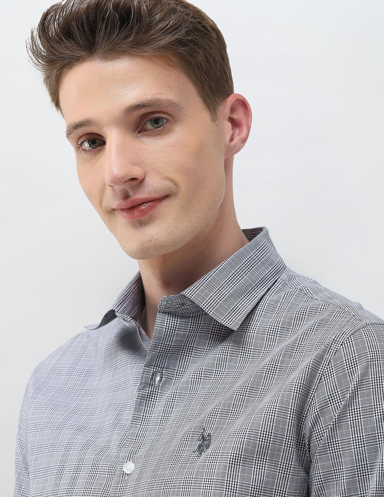 Glen Checked Tailored Fit Shirt Navy - U.S. Polo Assn. India | Large