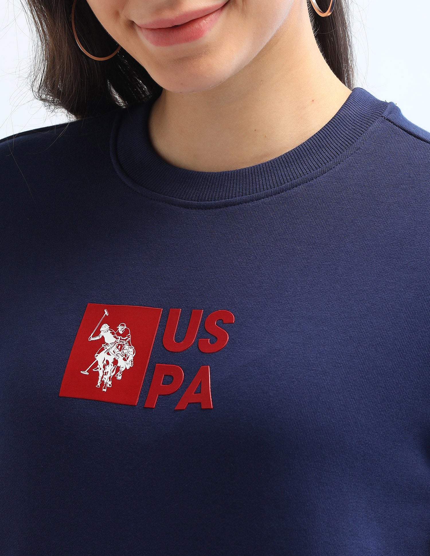 Drop Shoulder Brand Printed Sweatshirt Navy - U.S. Polo Assn. India | Large