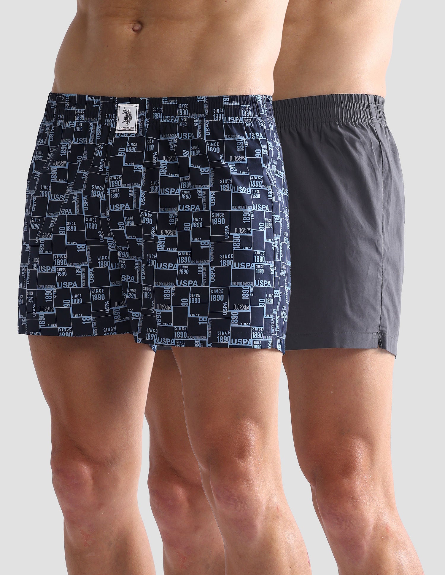Mid Rise Soft Cotton OEX02 Boxers - Pack Of 2 Blue and Grey - U.S. POLO ASSN. | Large