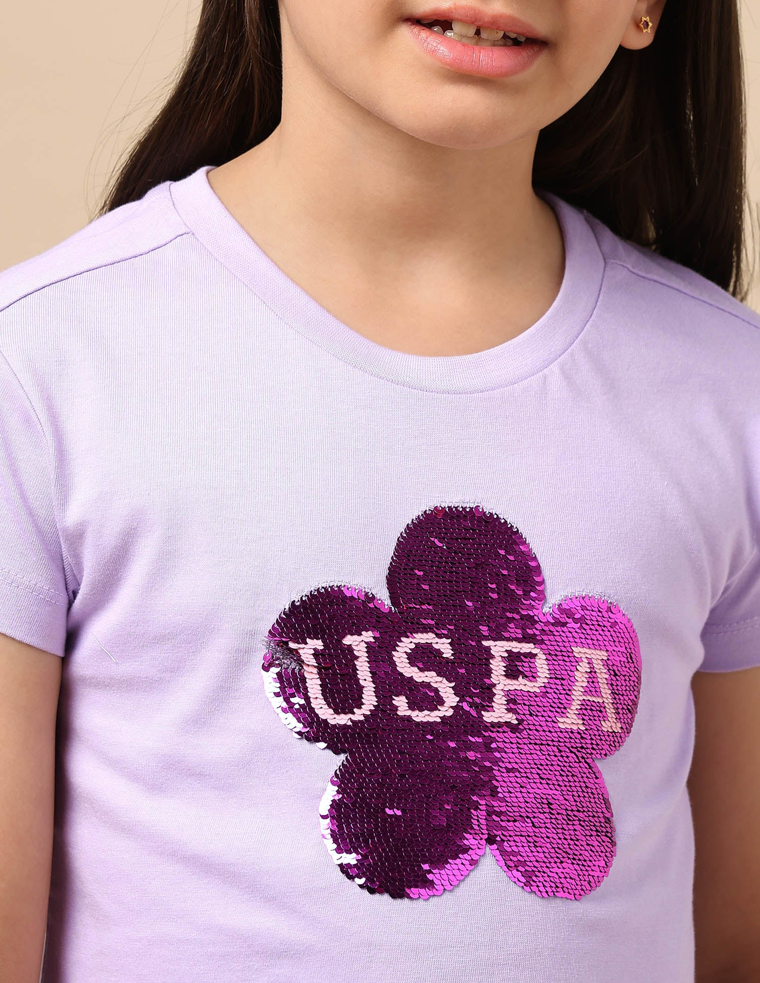Girls Flip Sequin T-Shirt Purple - U.S. POLO ASSN. | Large