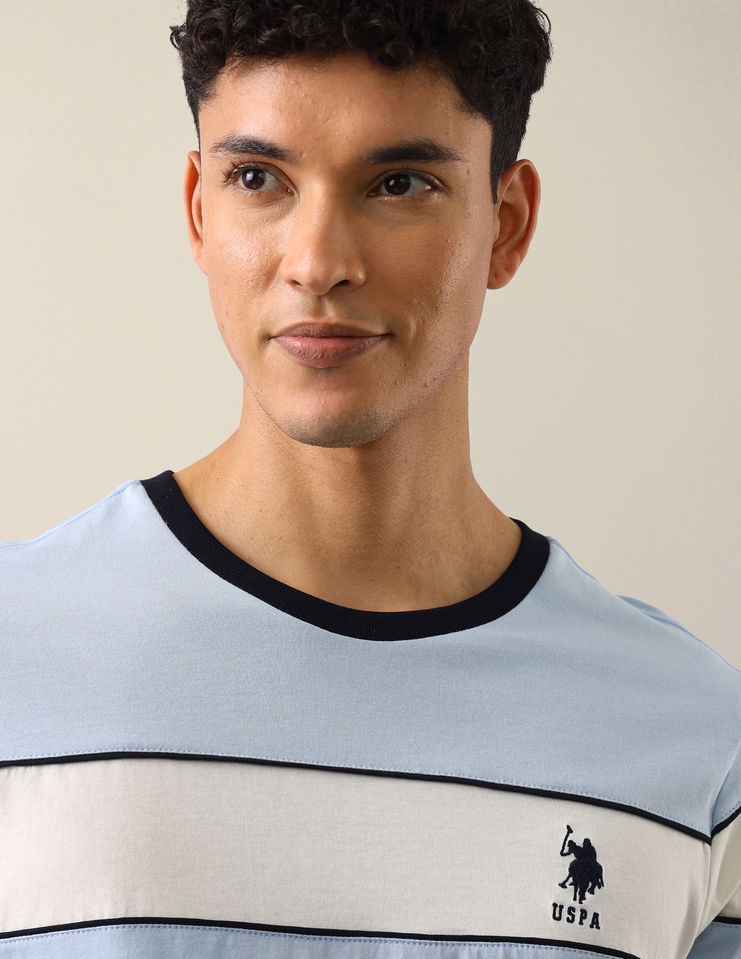 Solid Regular Fit T-Shirt Light Blue - U.S. Polo Assn. India | Large