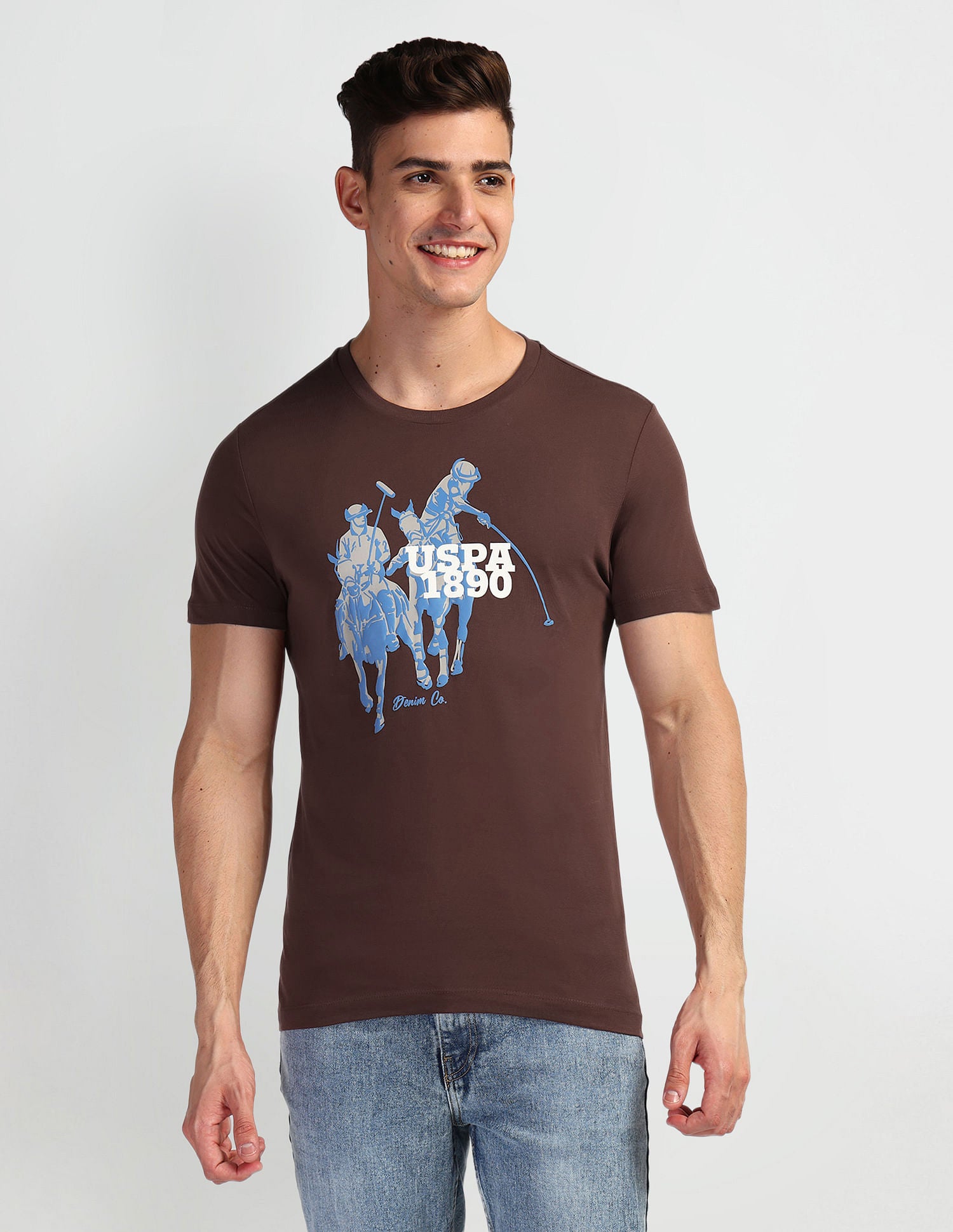Logo Print Muscle Fit T-Shirt Maroon - U.S. Polo Assn. India | Large