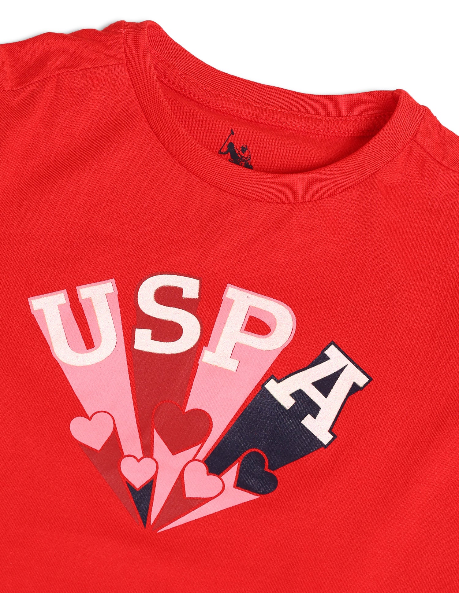 Girls Brand Printed Regular Fit T-Shirt Red - U.S. Polo Assn. India | Large