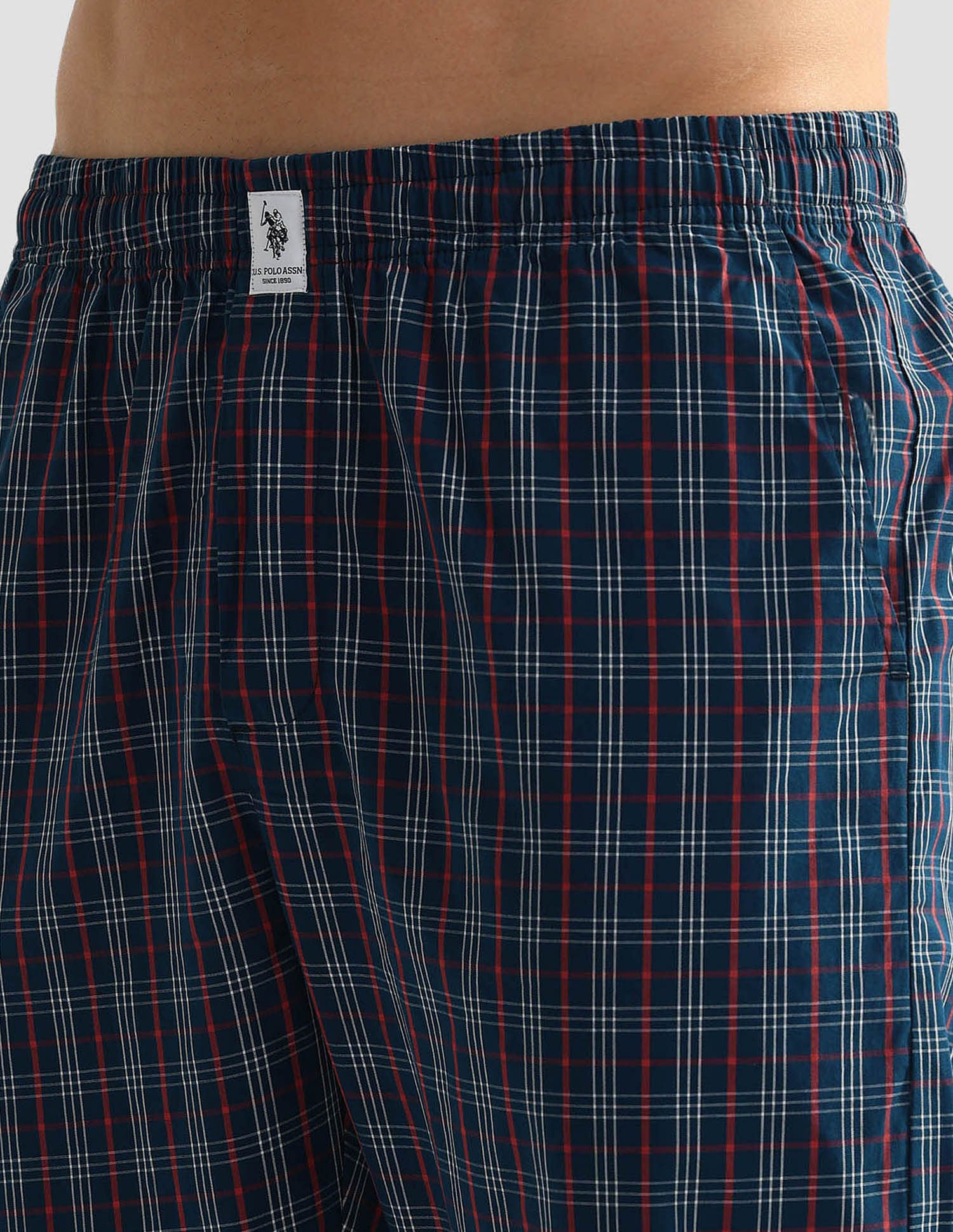 All Over Check OELP5 Lounge Track Pants - Pack Of 1 Navy Red White - U.S. POLO ASSN. | Large