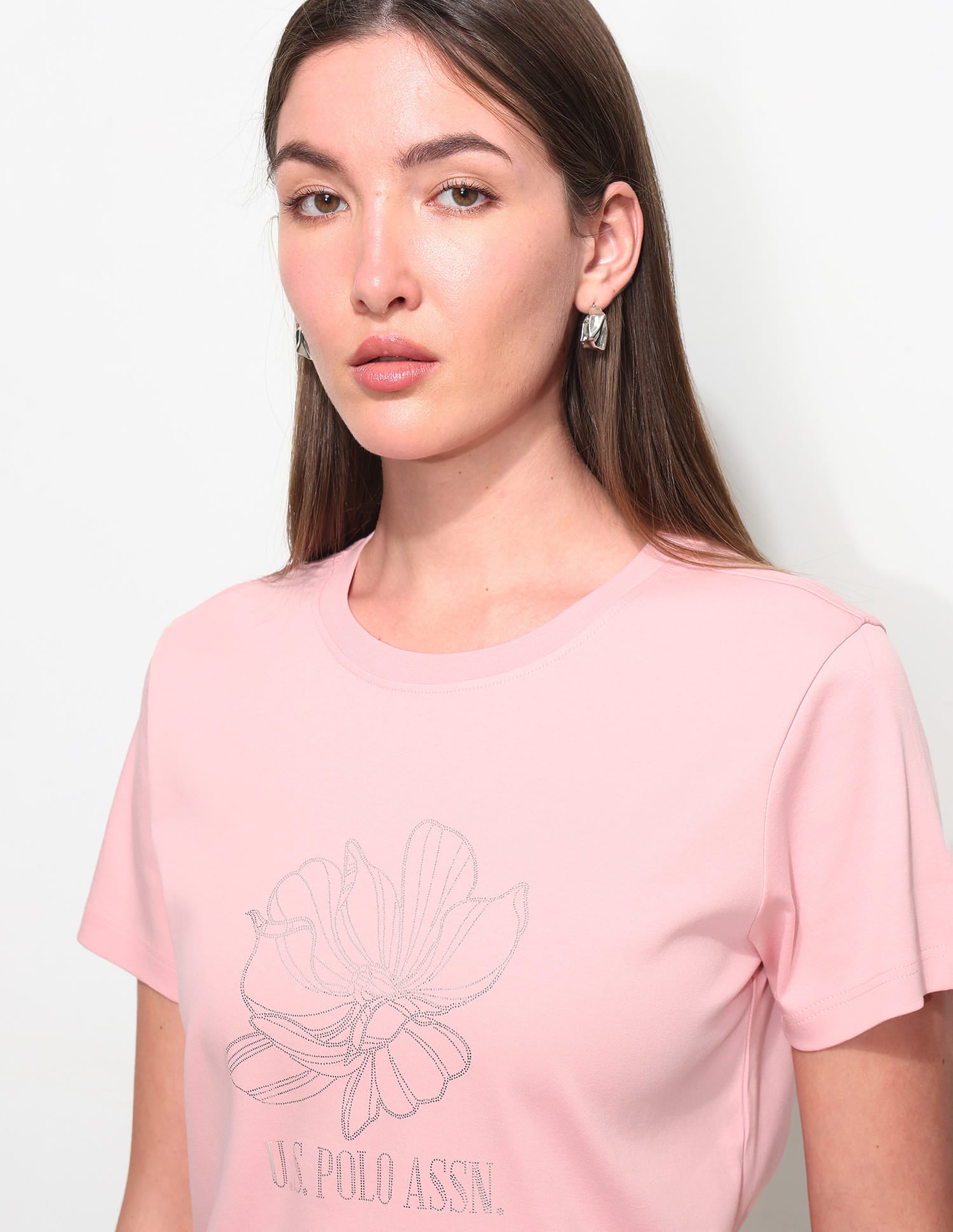 Regular Fit Floral Printed T-Shirt Pink - U.S. Polo Assn. India | Large