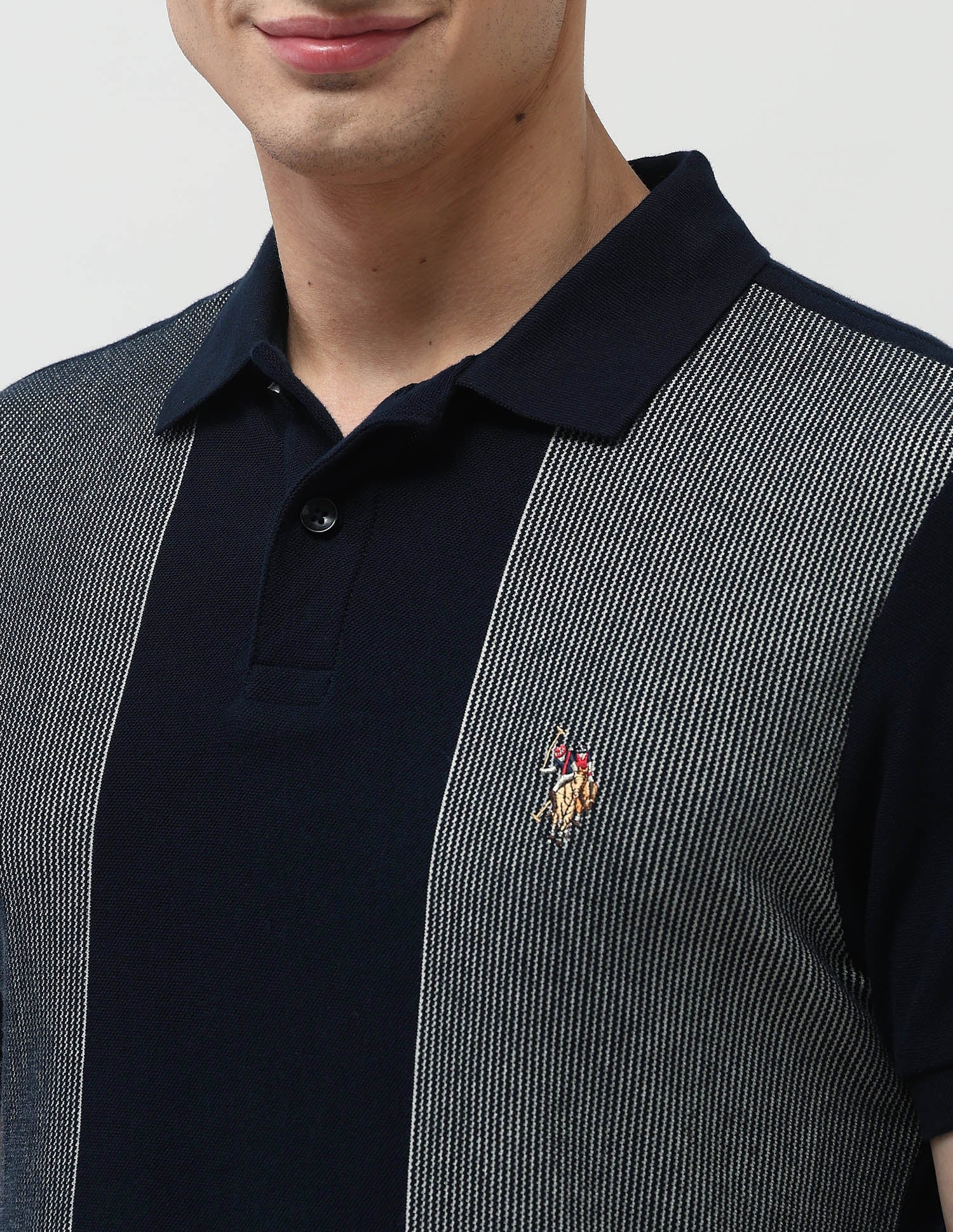 Pure Cotton Muscle Fit Polo Shirt Navy - U.S. POLO ASSN. | Large