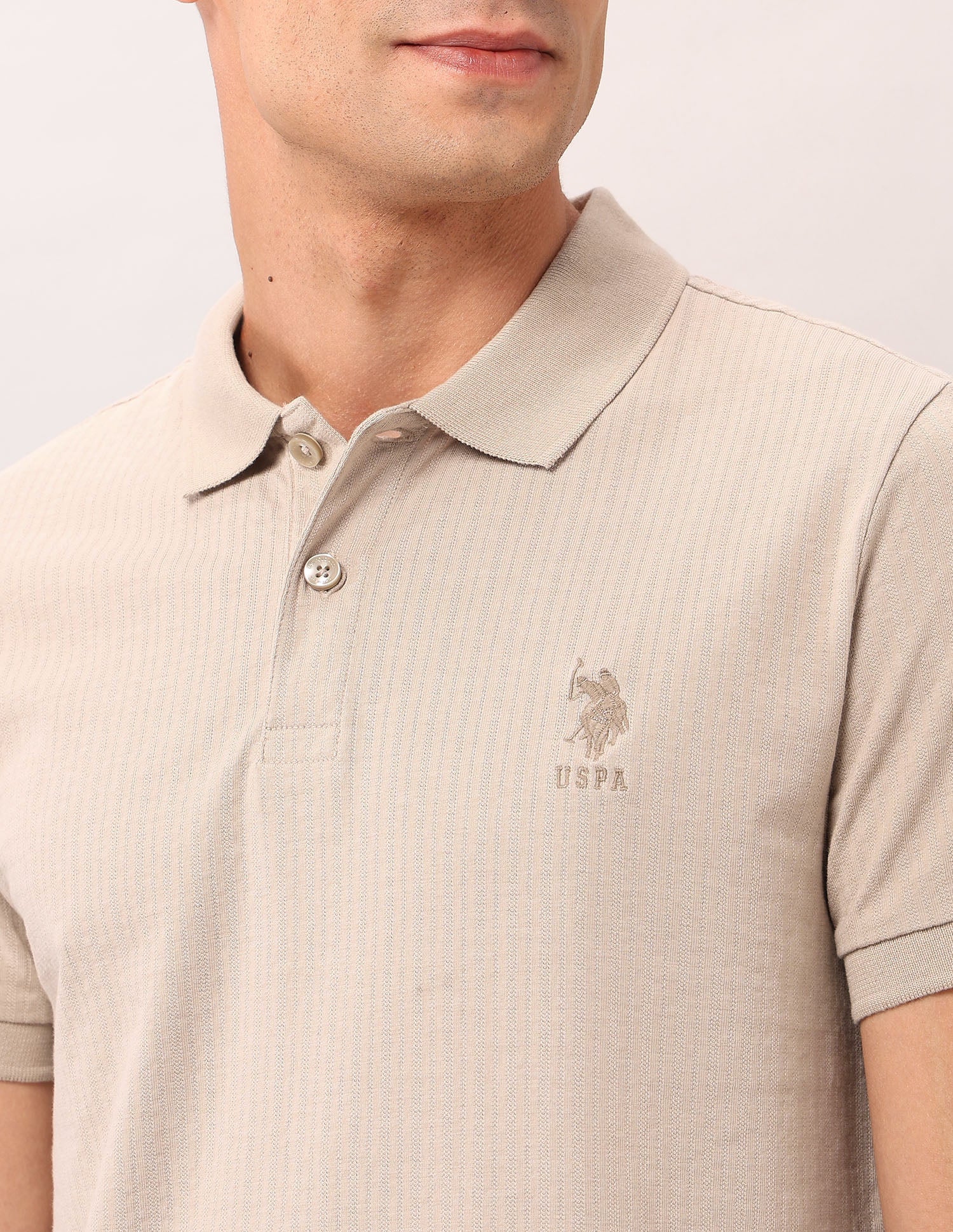 Muscle Fit Work And Wander Polo Shirt Beige - U.S. Polo Assn. India | Large