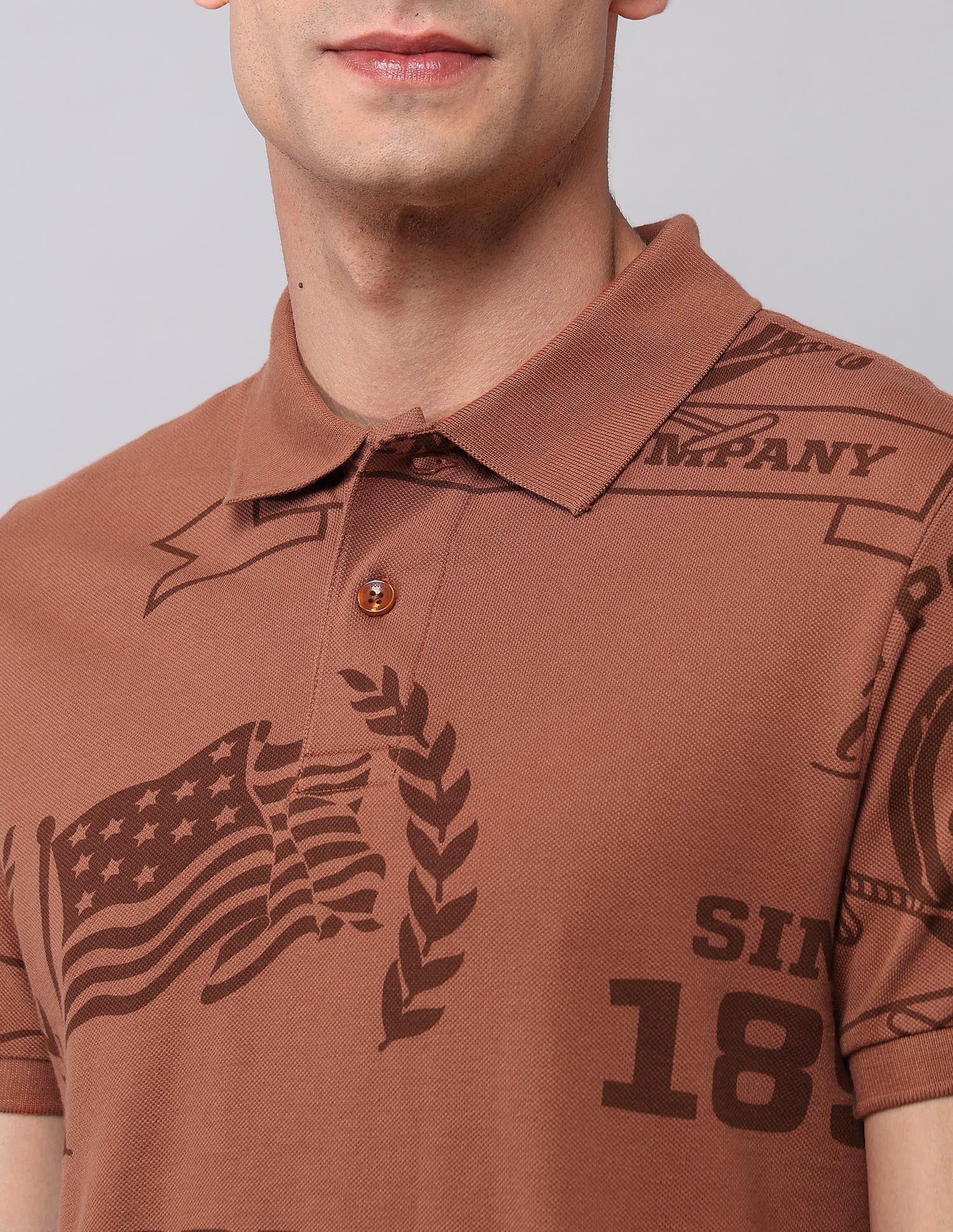 Graphic Printed Muscle Fit Polo Shirt Rust - U.S. POLO ASSN. | Large