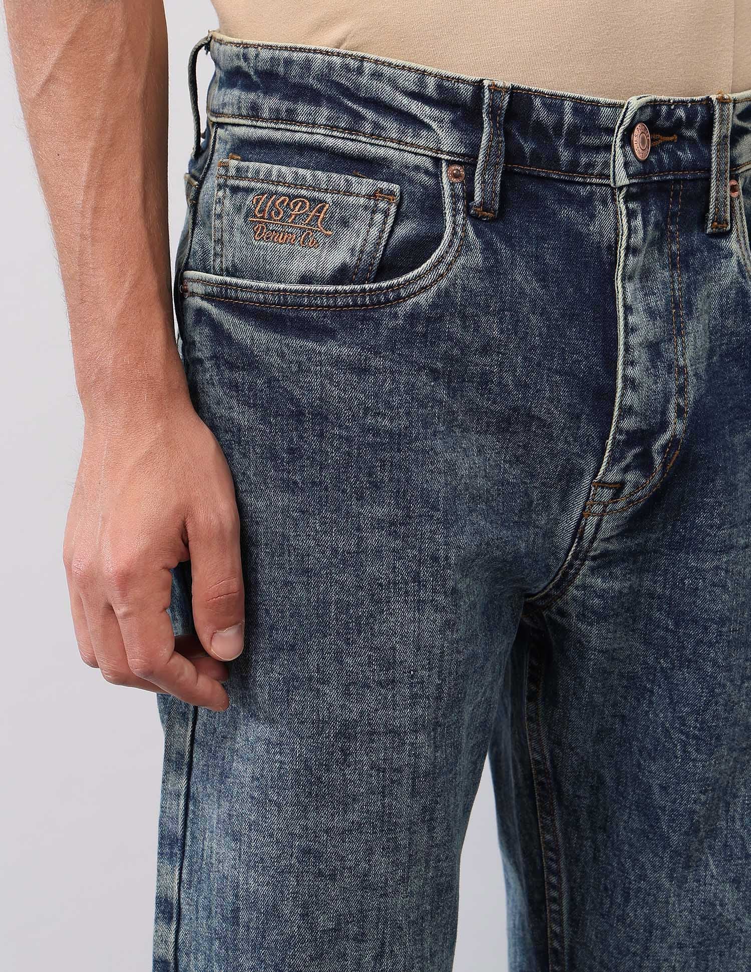 Cole Comfort Cropped Fit Blue Jeans Mid Wash - U.S. POLO ASSN. | Large