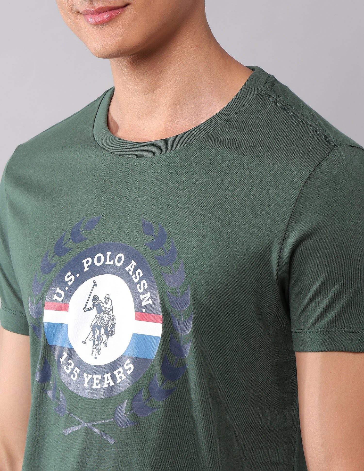Pure Cotton Brand Printed T-Shirt Olive - U.S. Polo Assn. India | Large