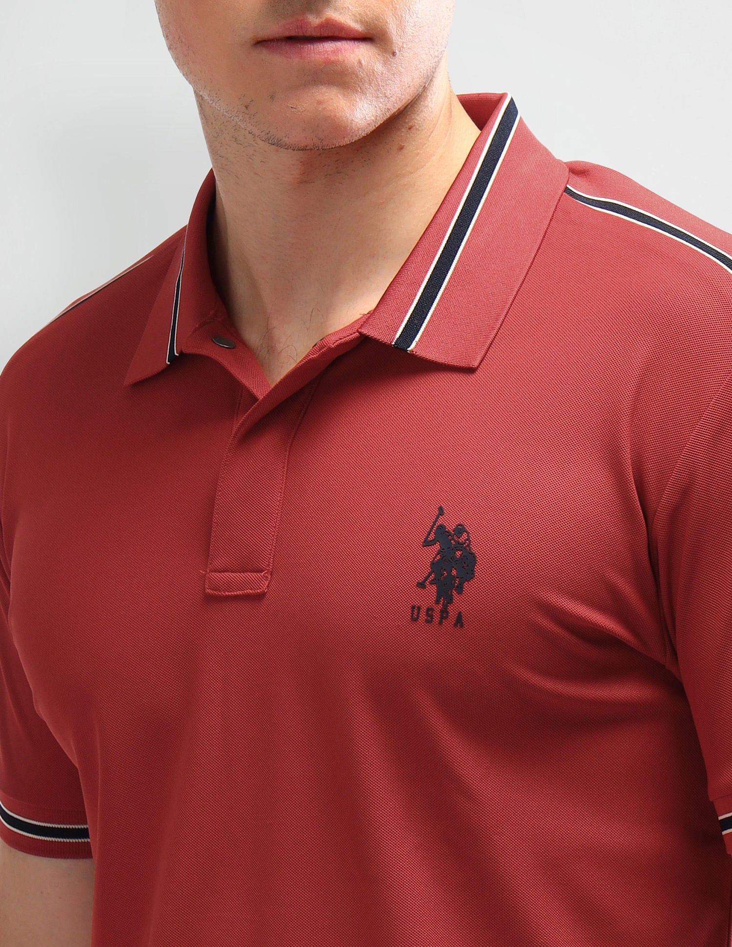 Slim Fit Solid Polo Shirt Maroon - U.S. Polo Assn. India | Large