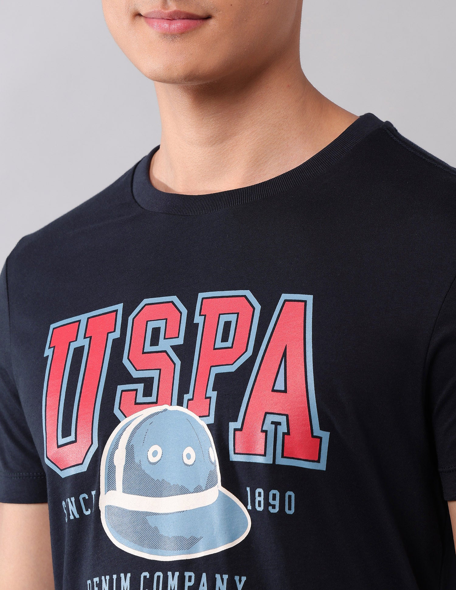 Brand Printed Muscle Fit T-Shirt Navy - U.S. Polo Assn. India | Large