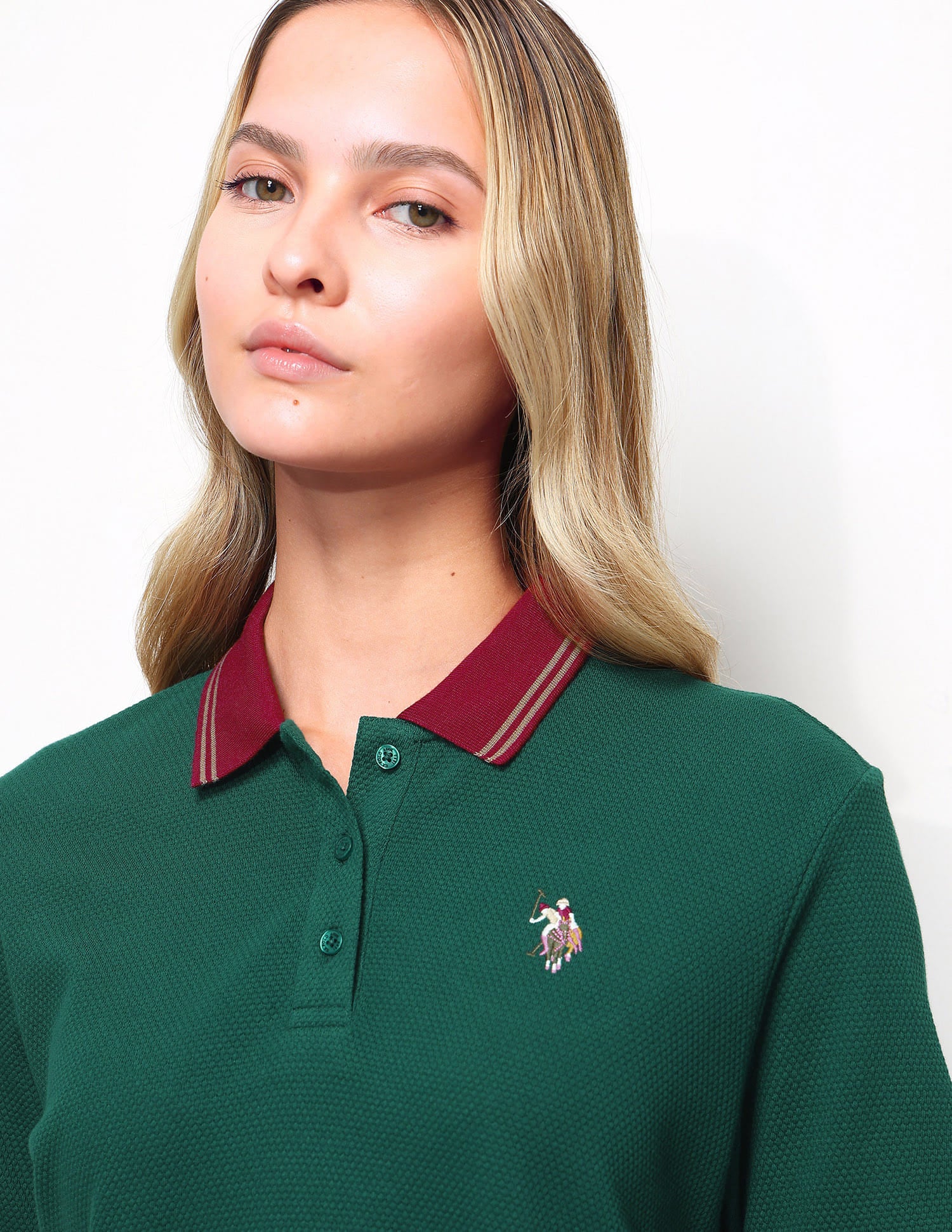 Relaxed Fit Contrast Collar Polo Shirt Green - U.S. Polo Assn. India | Large