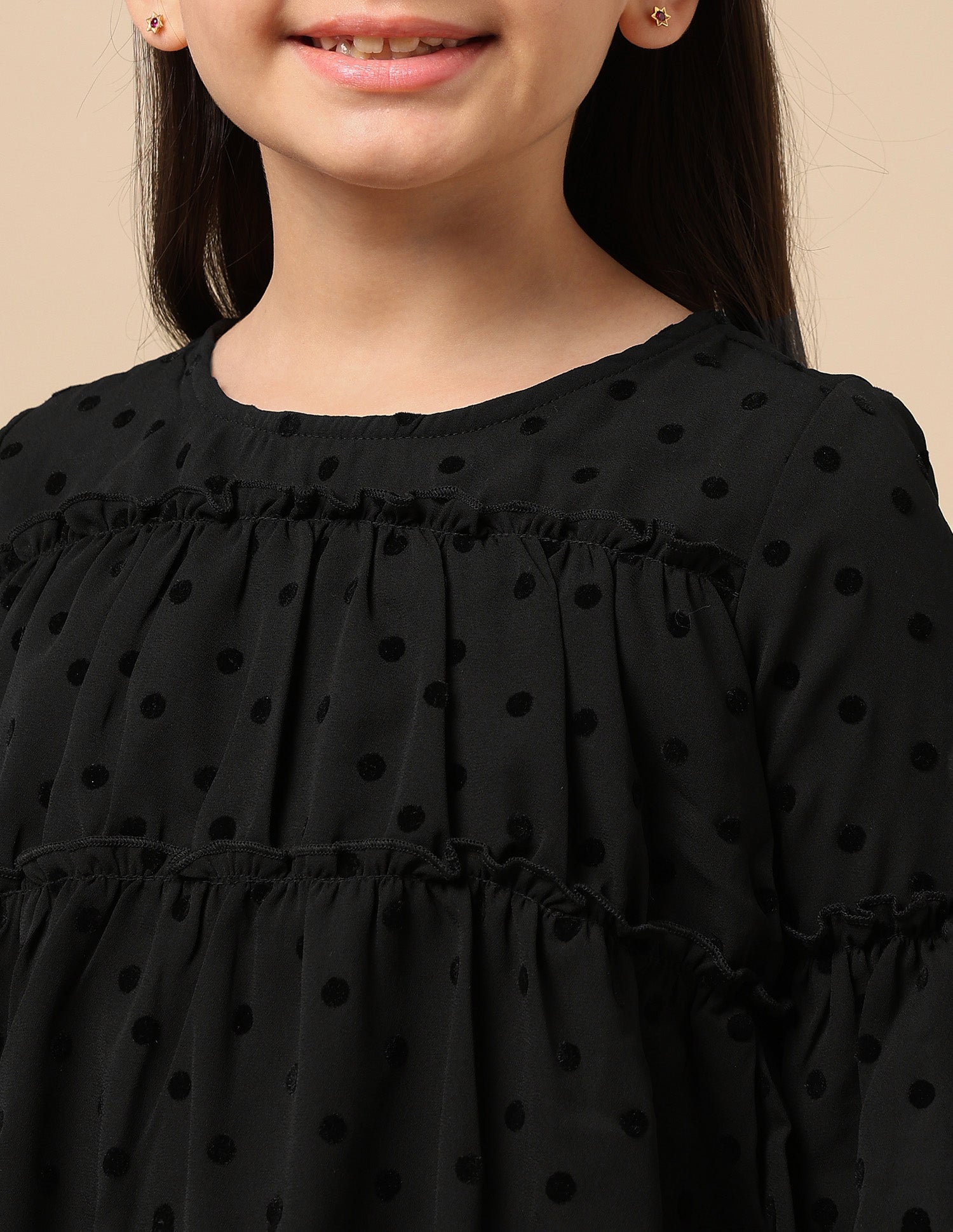 Polka Dot Tiered Top Black - U.S. POLO ASSN. | Large