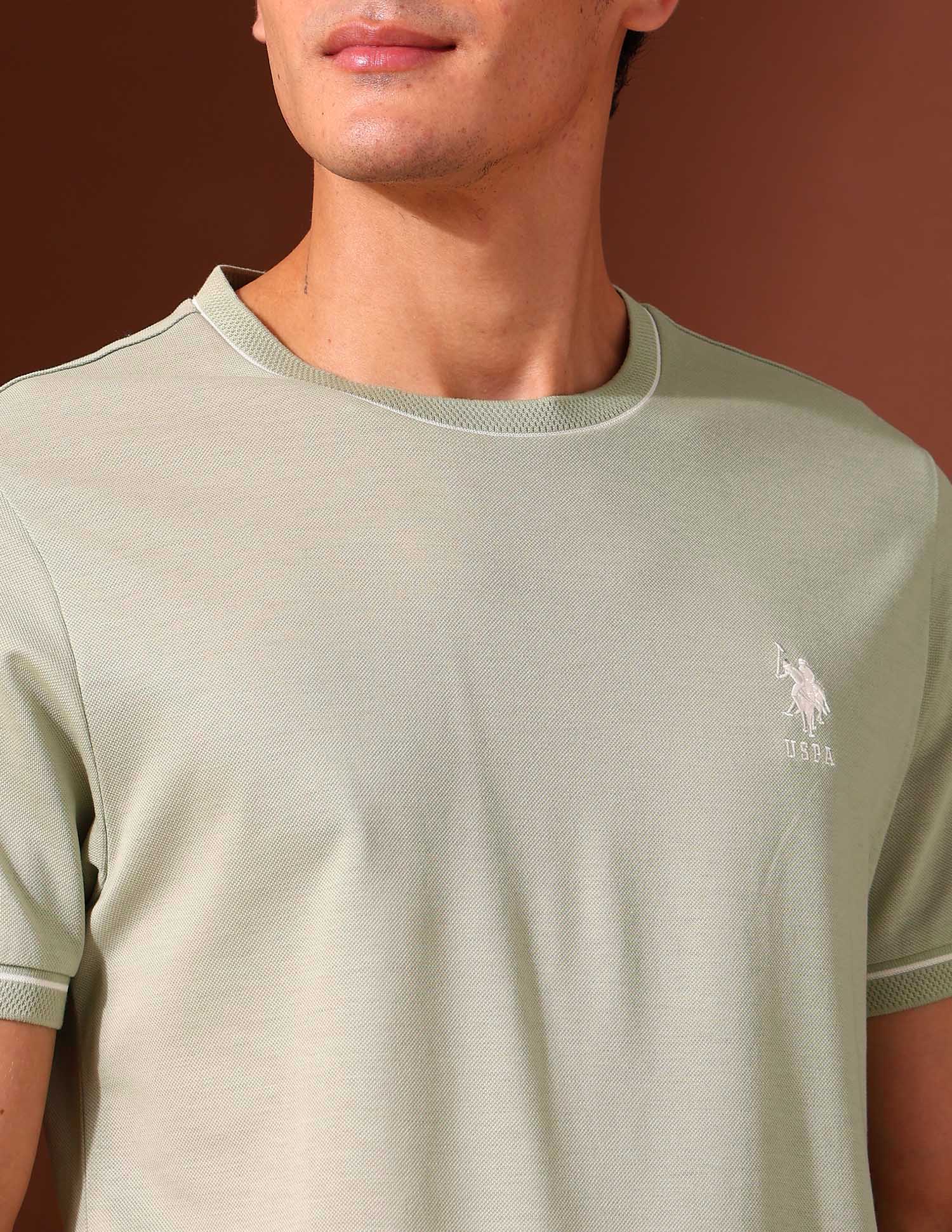 Solid Pure Cotton Classic T-Shirt Light Green - U.S. Polo Assn. India | Large