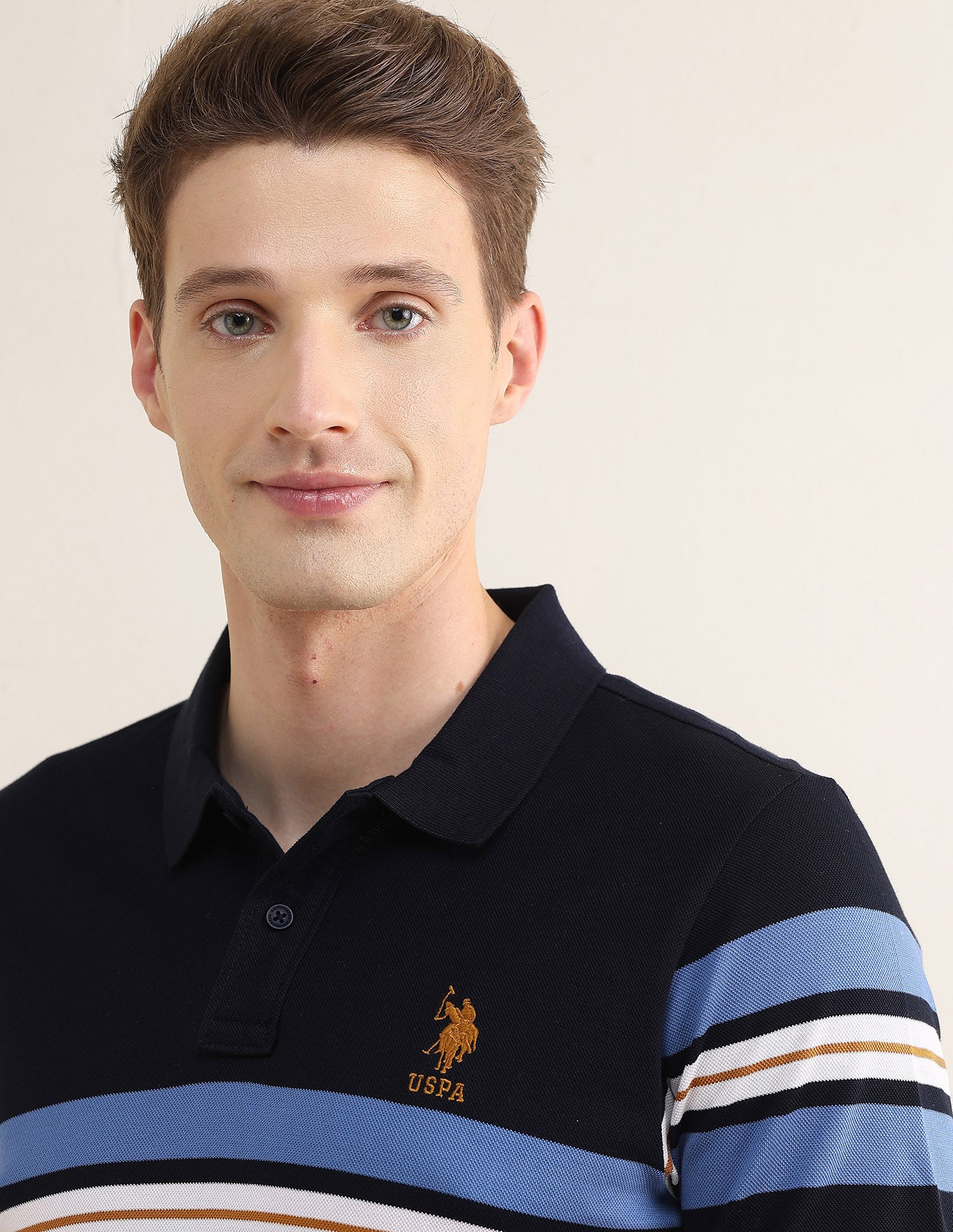 Horizontal Striped Slim Fit Polo Shirt Navy - U.S. Polo Assn. India | Large