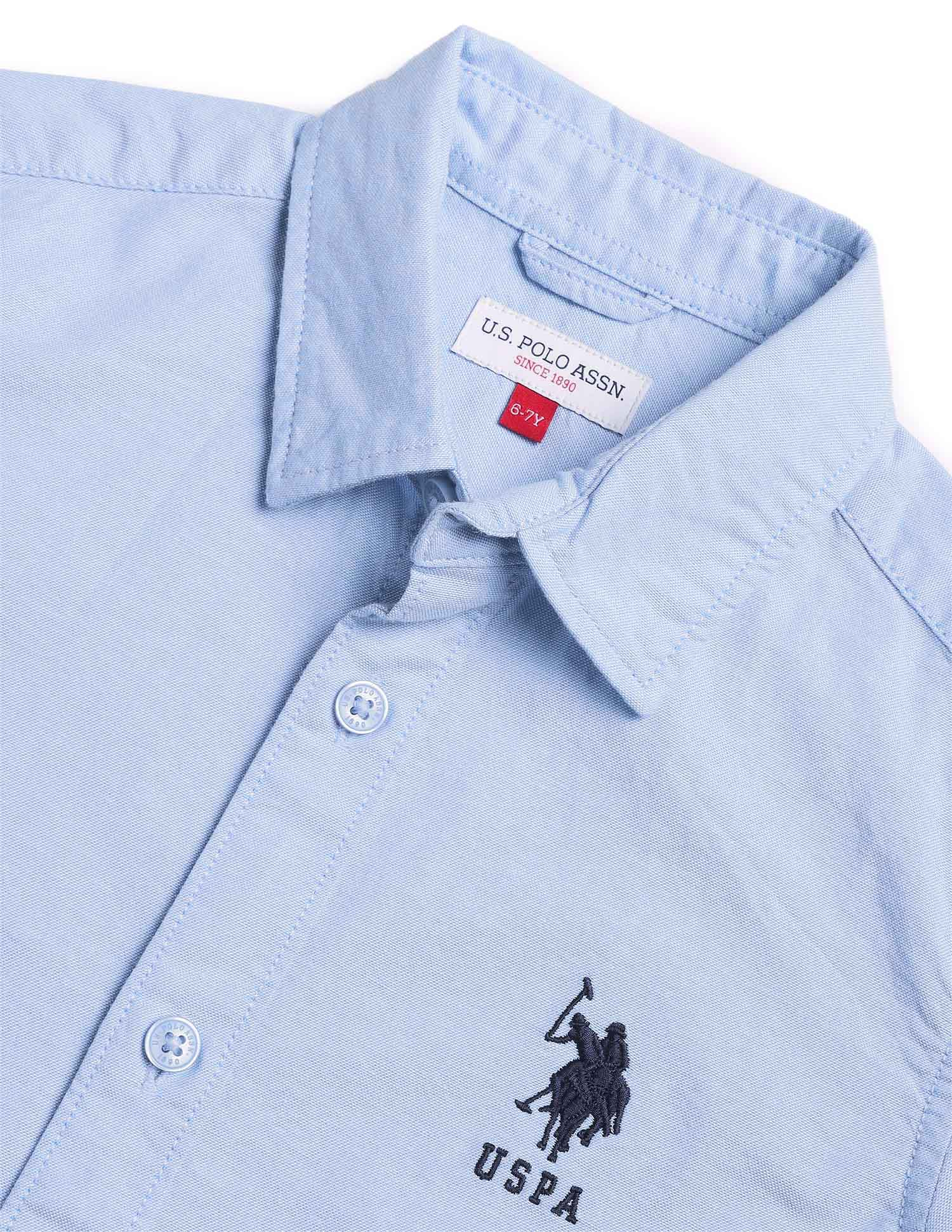 Boys Solid Regular Fit Shirt Light Blue - U.S. POLO ASSN. | Large