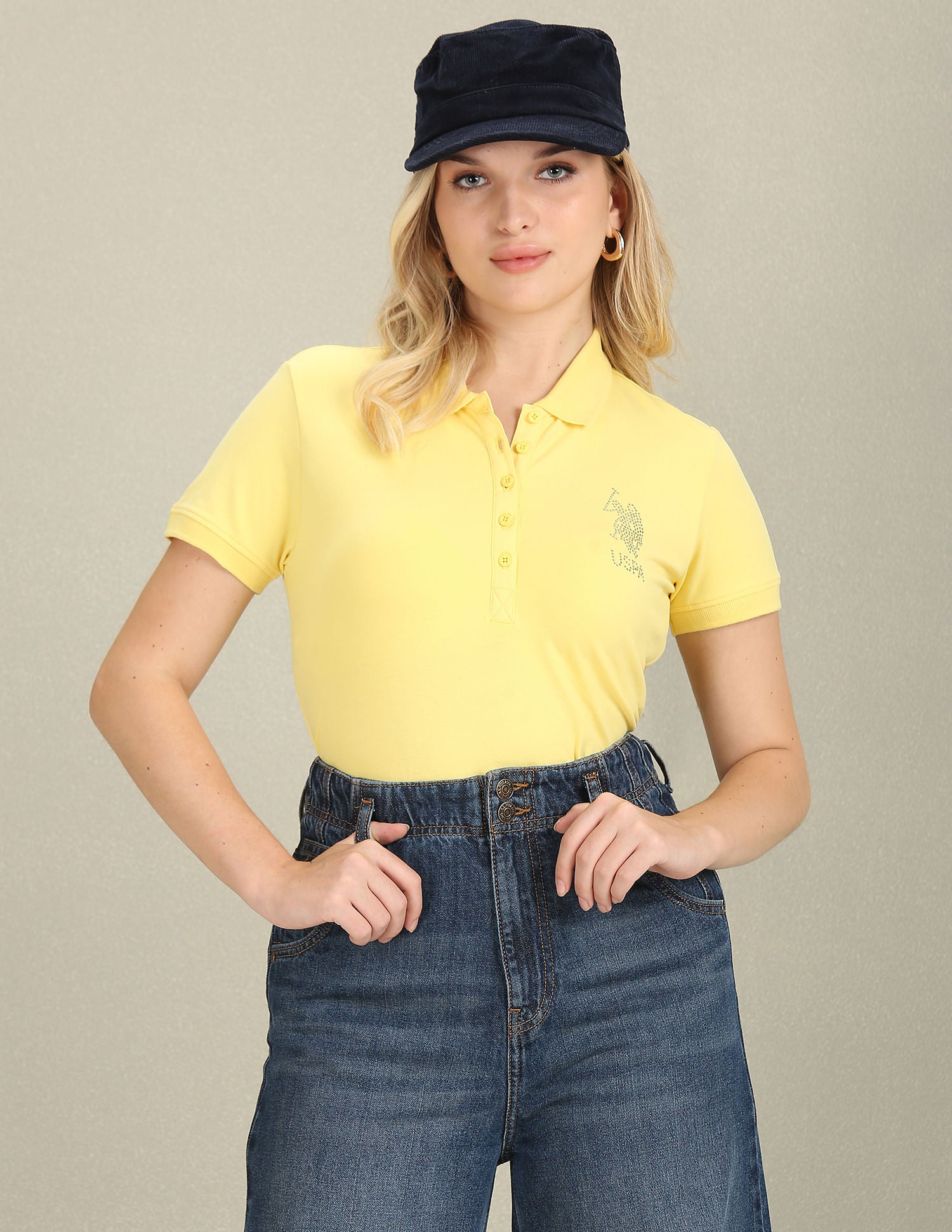 Slim Fit Pique Polo Shirt Yellow - U.S. POLO ASSN. | Large