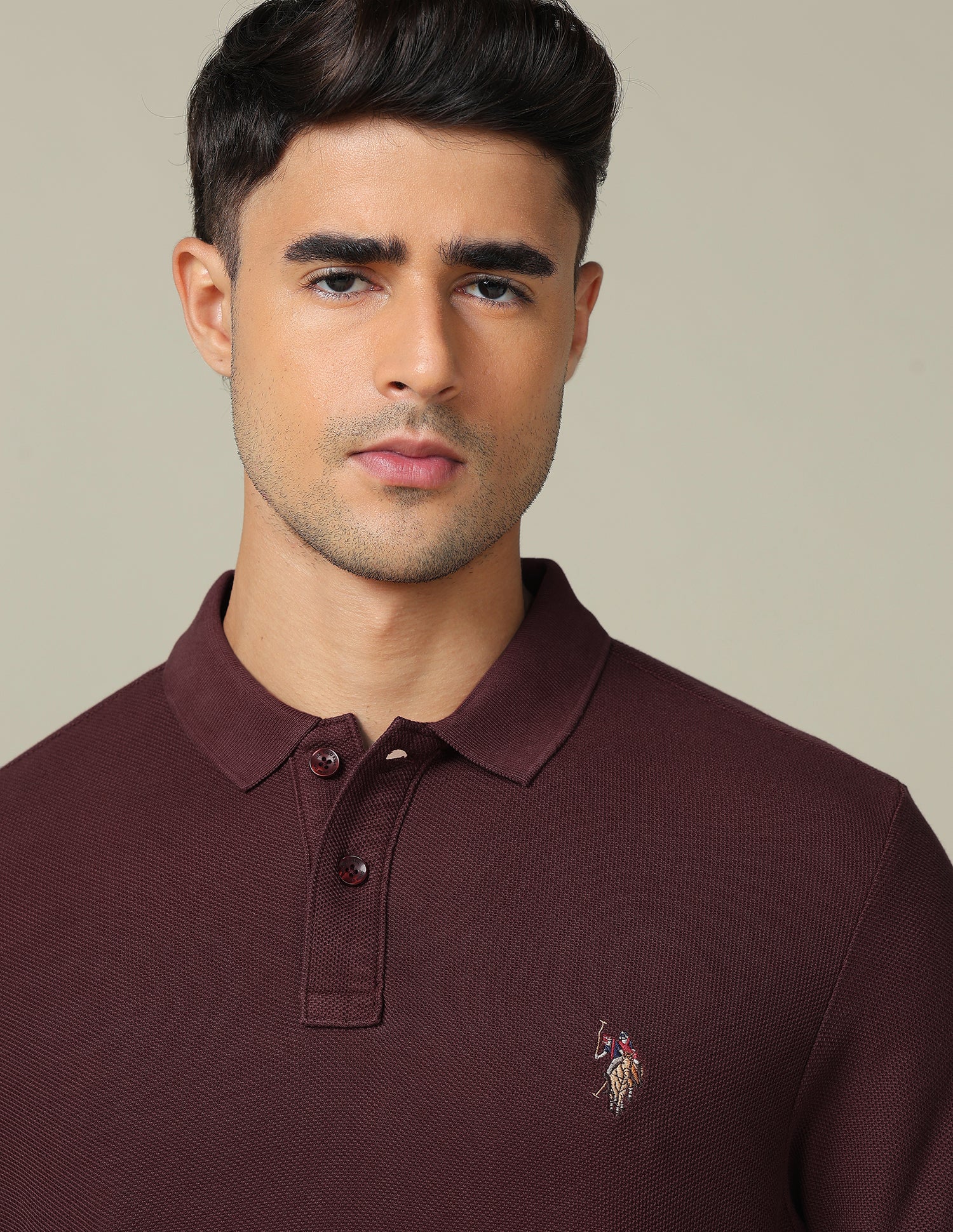 Pure Cotton Muscle Fit Polo Shirt Maroon - U.S. POLO ASSN. | Large