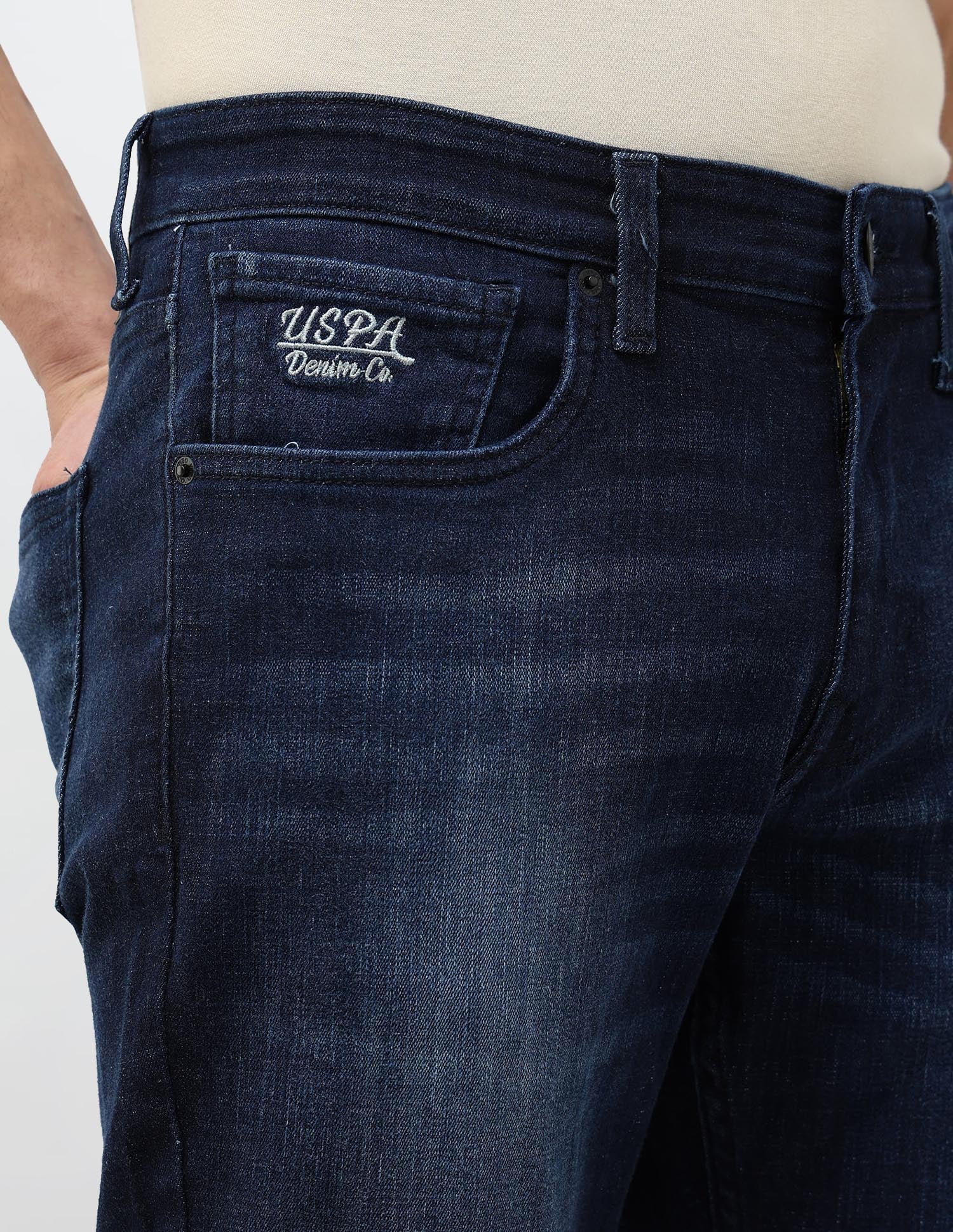 Brandon Slim Tapered Fit Blue Jeans Dark Blue - U.S. POLO ASSN. | Large