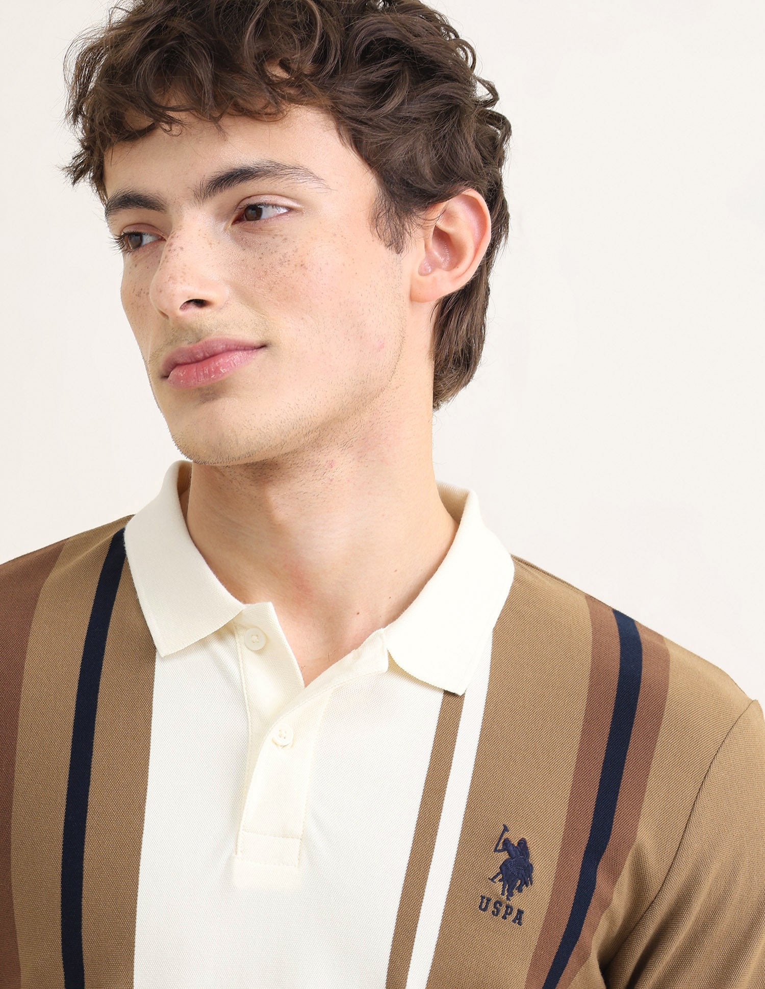 Sotogrande Vertical Striped Polo Shirt Brown - U.S. Polo Assn. India | Large