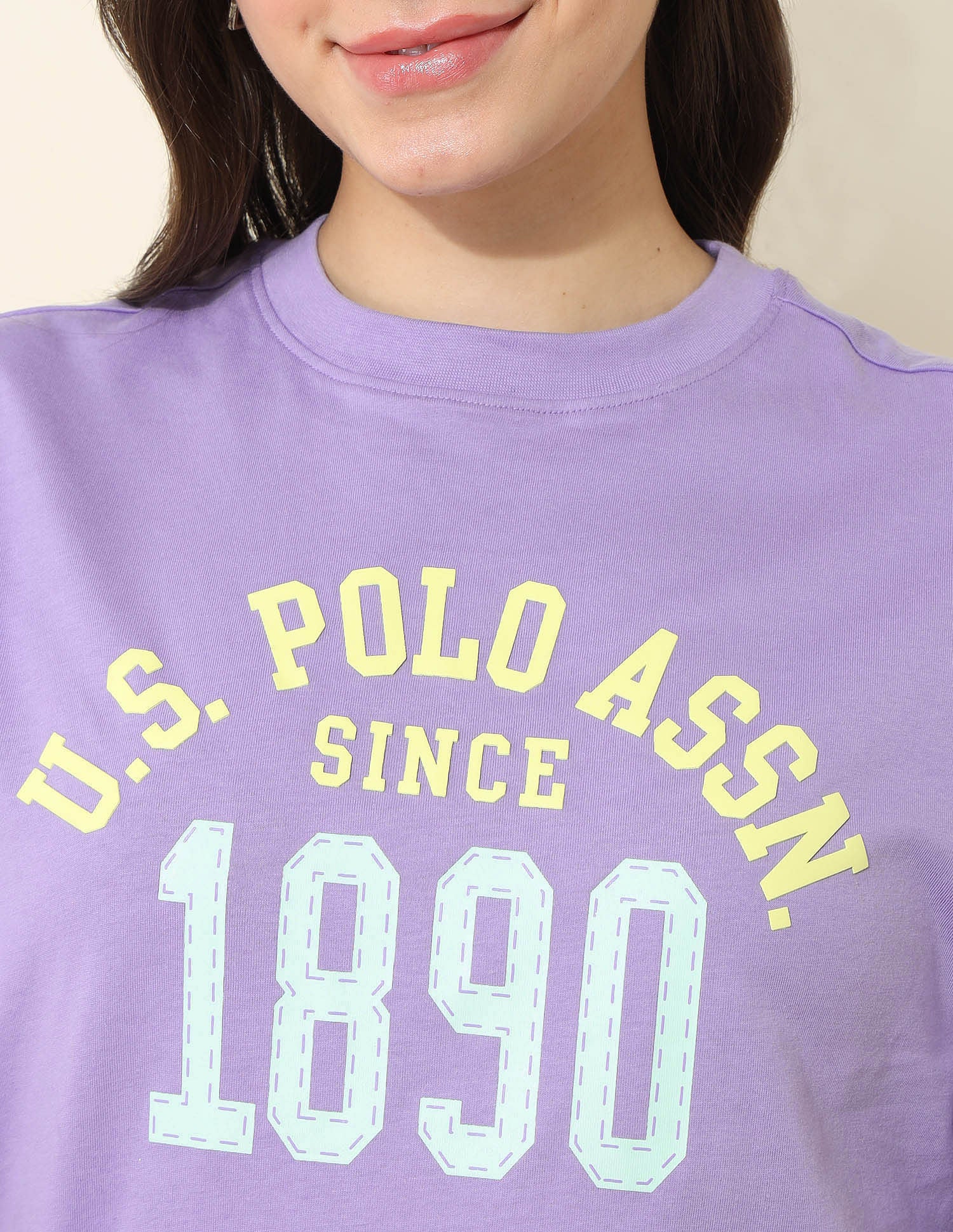 Boxy Fit Brand Printed T-Shirt Lavender - U.S. POLO ASSN. | Large