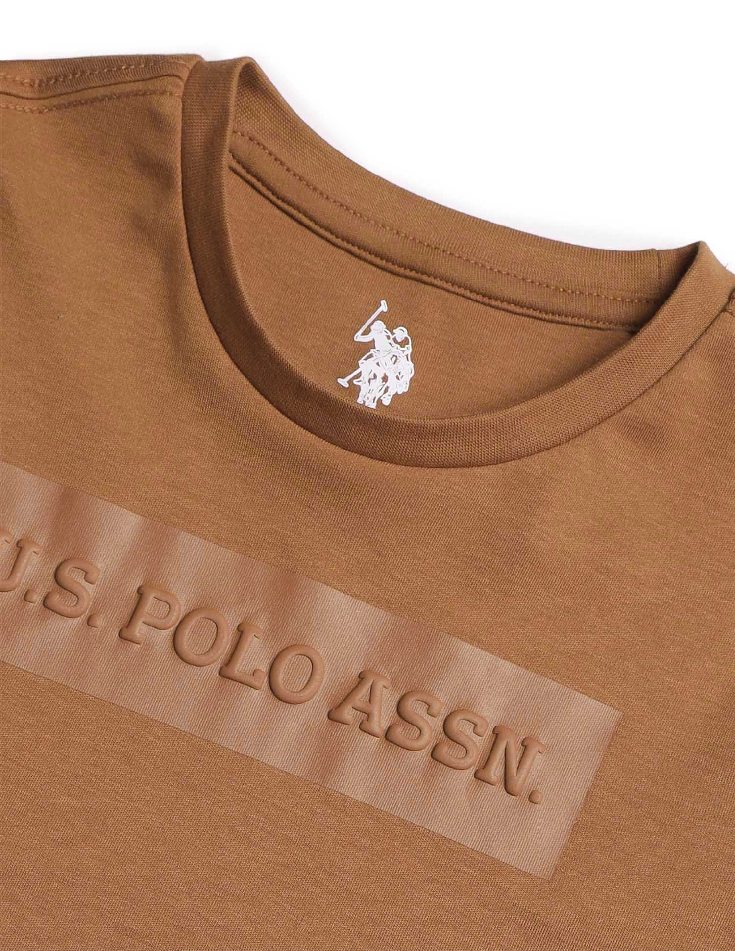 Boys Regular Fit Brand Printed T-Shirt Beige - U.S. POLO ASSN. | Large