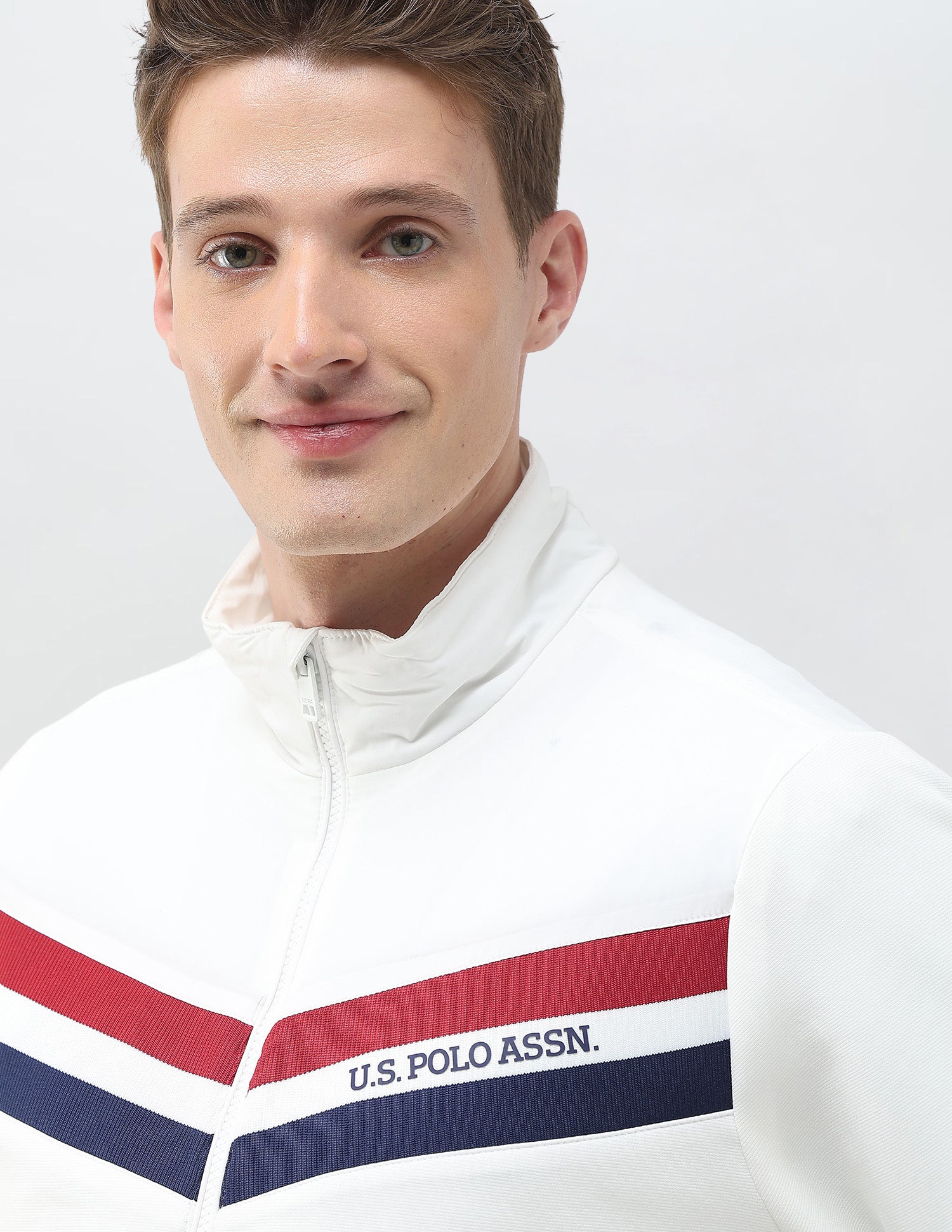 Horizontal Striped Regular Fit Jacket White - U.S. Polo Assn. India | Large
