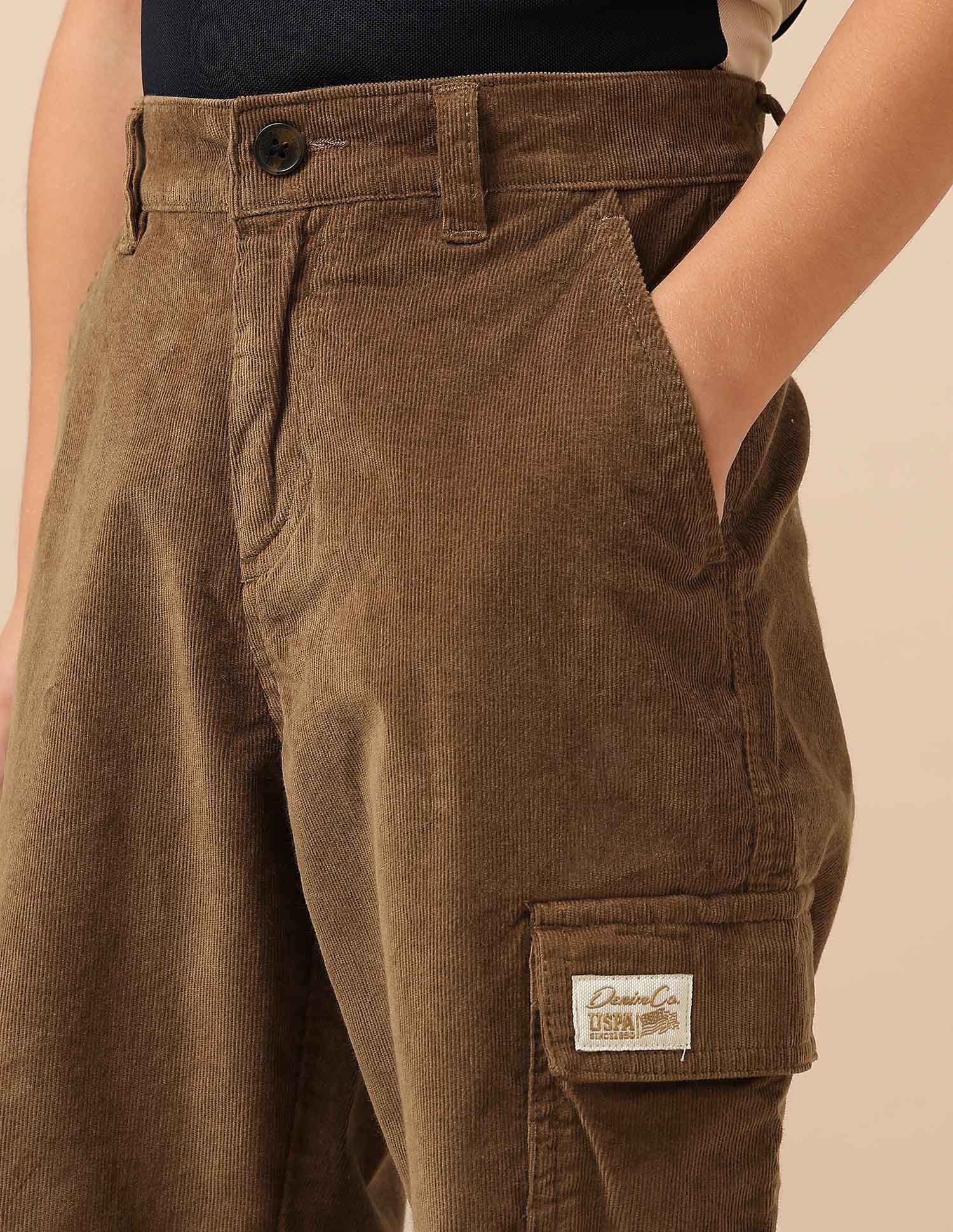 Boys Solid Corduroy Cargo Khaki - U.S. Polo Assn. India | Large