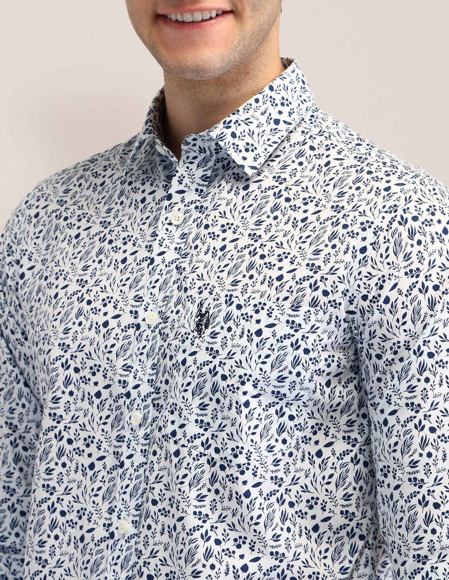 Tailored Fit Poplin Shirt Navy - U.S. Polo Assn. India | Large