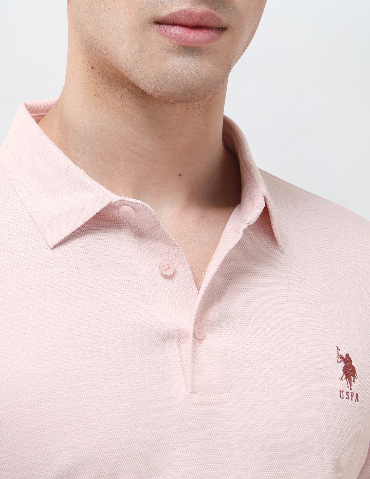 Solid Slim Fit Polo Shirt Pink - U.S. Polo Assn. India | Large