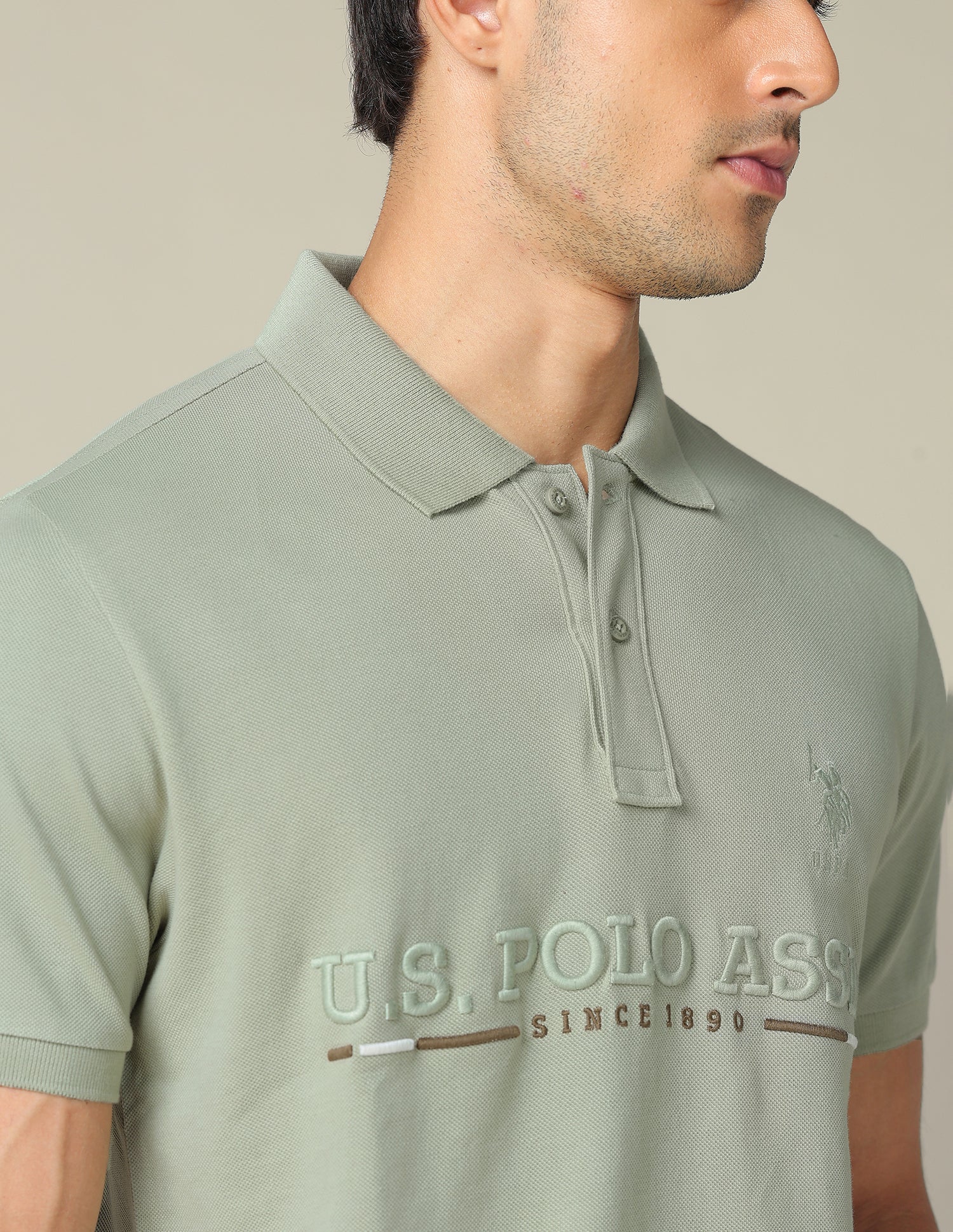 Brand Embroidered Regular Fit Polo Shirt Light Olive - U.S. POLO ASSN. | Large