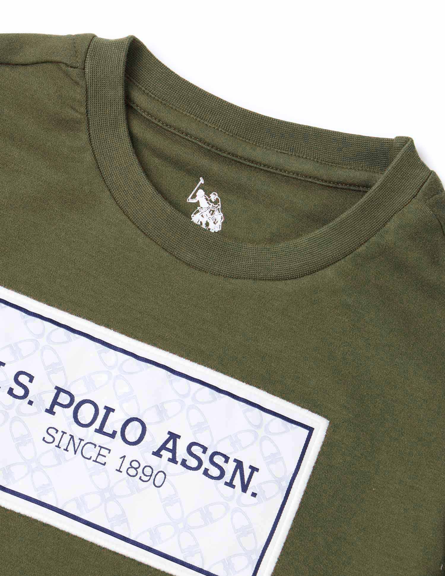 Boys Brand Appliqued Regular Fit T-Shirt Olive - U.S. POLO ASSN. | Large