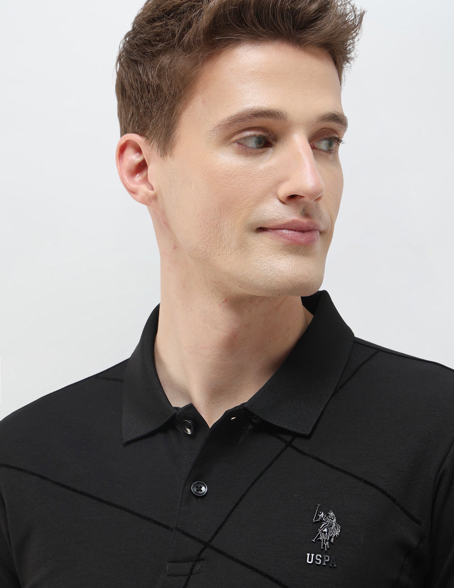 Geometric Printed Black & Gold Polo Shirt Black - U.S. Polo Assn. India | Large