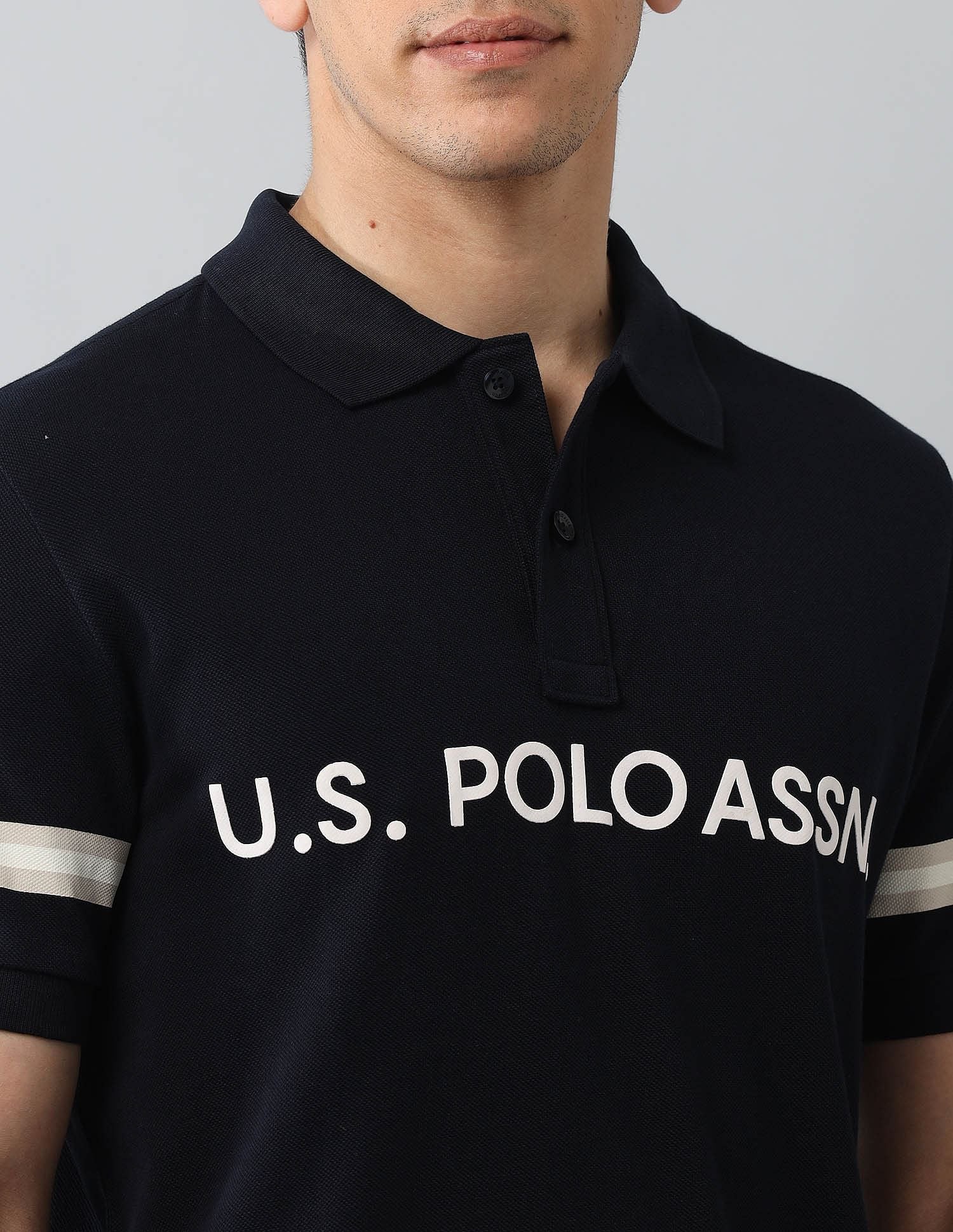 Muscle Fit Brand Printed Polo Shirt Navy - U.S. Polo Assn. India | Large