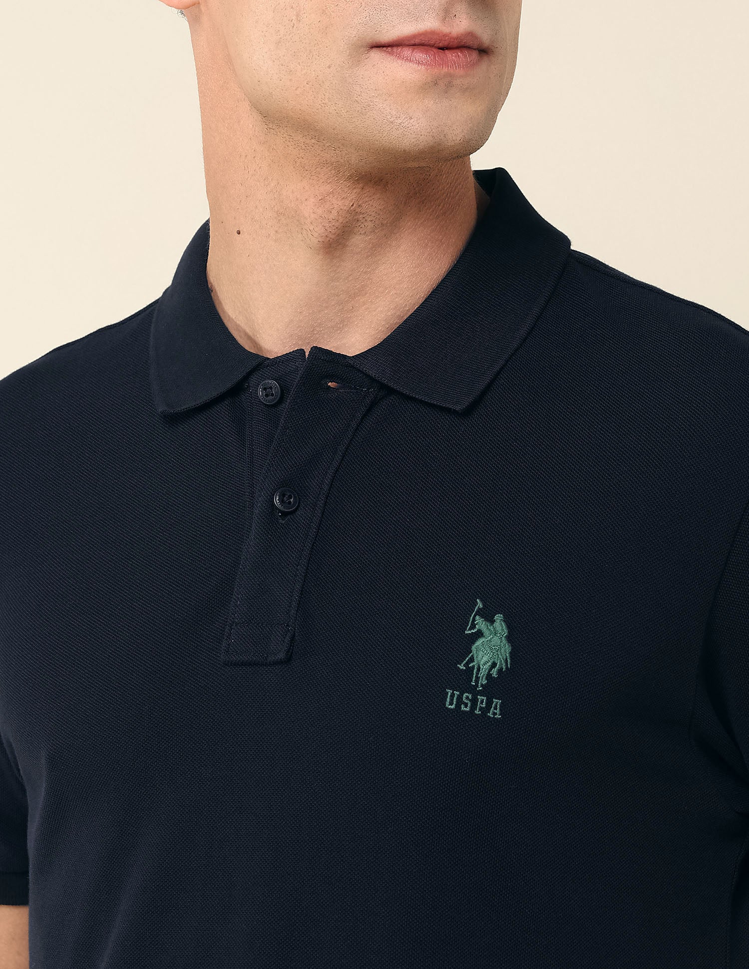 Slim Fit Pure Cotton Polo Shirt Navy - U.S. Polo Assn. India | Large