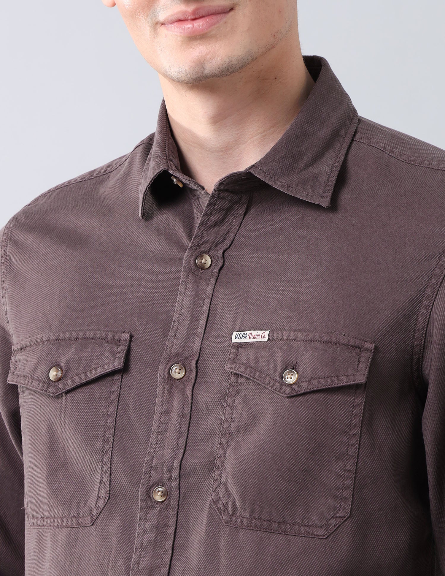 Twill Regular Fit Shirt Burgundy - U.S. POLO ASSN. | Large