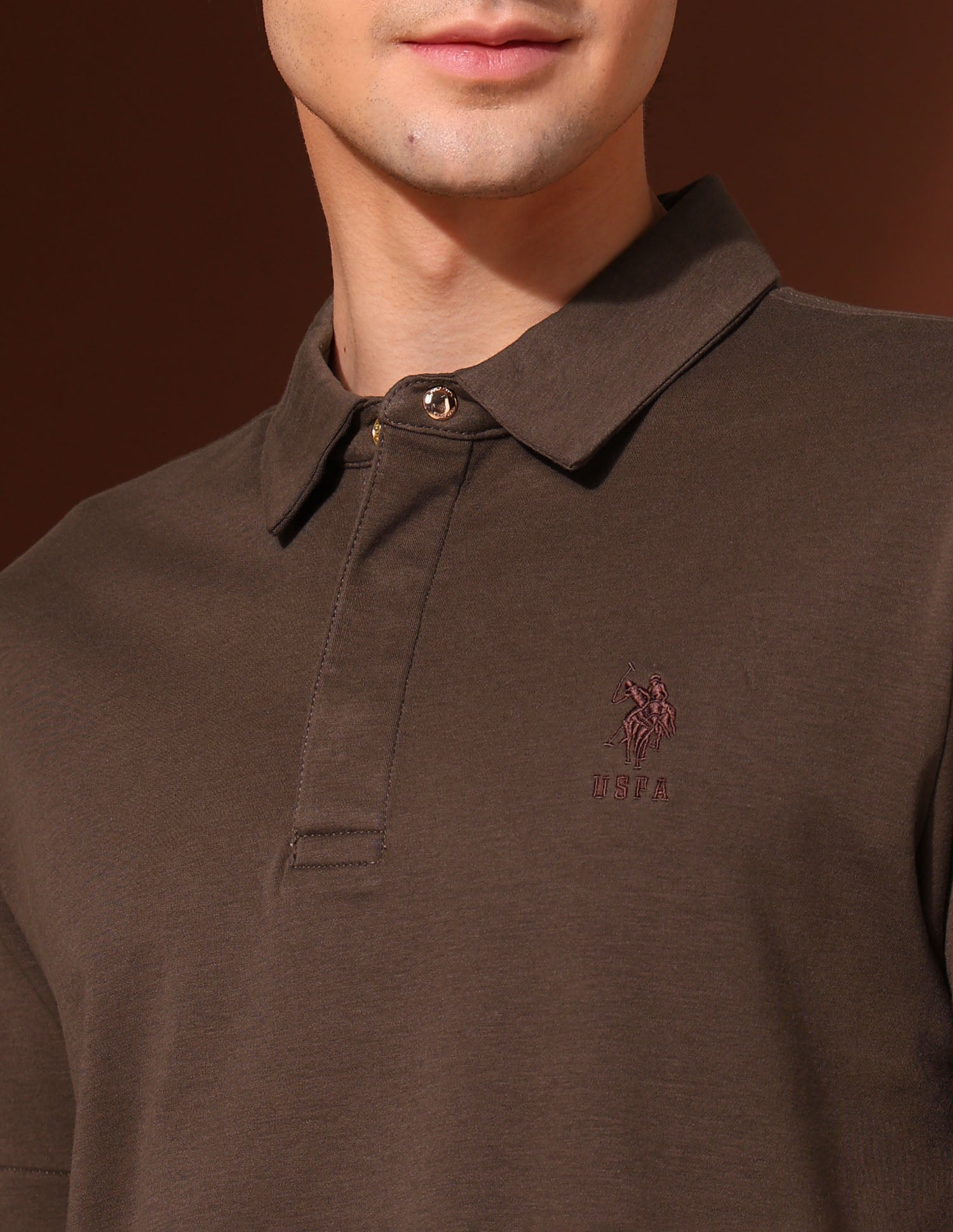 Pure Cotton Work And Wander Polo Shirt Brown - U.S. Polo Assn. India | Large