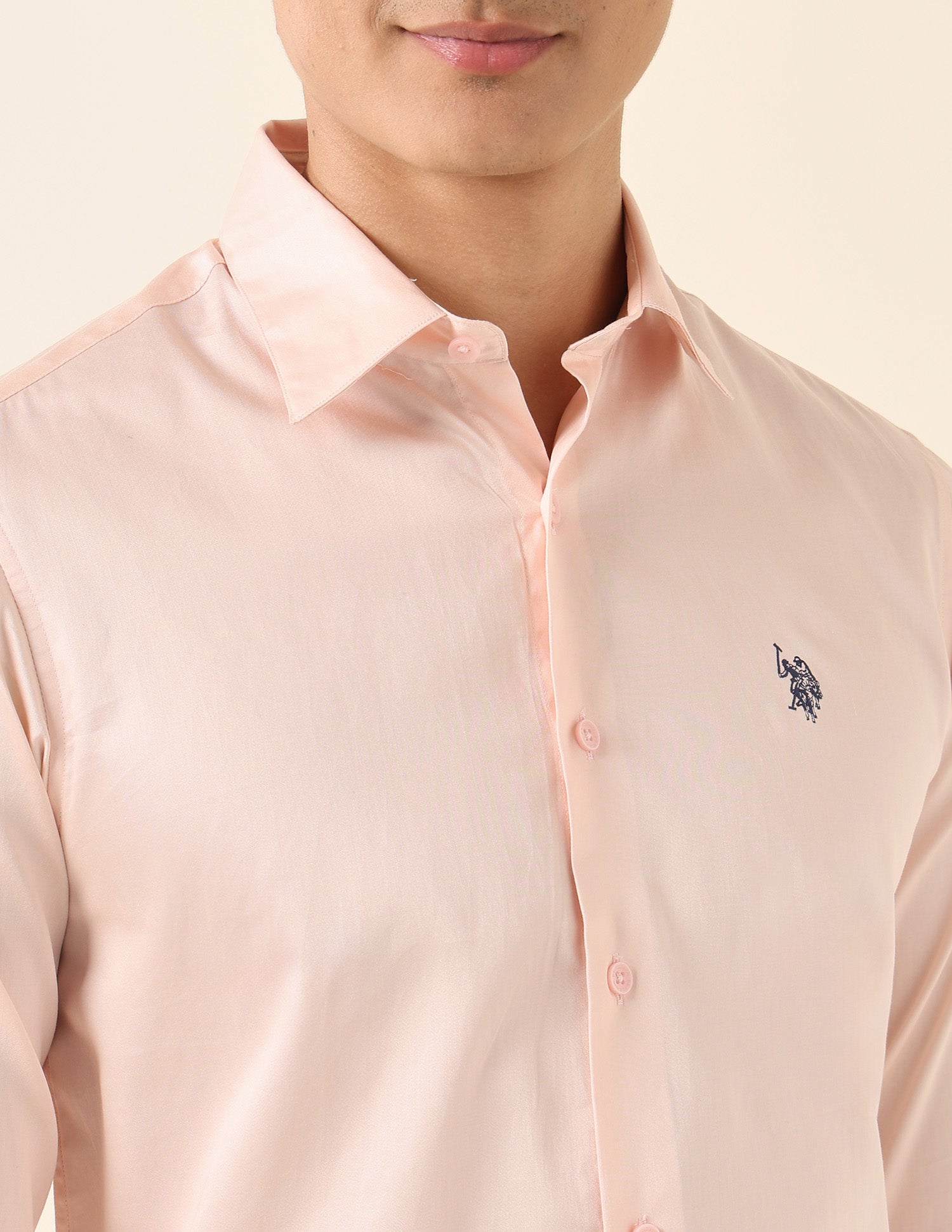 Solid Pure Cotton Shirt Pink - U.S. Polo Assn. India | Large