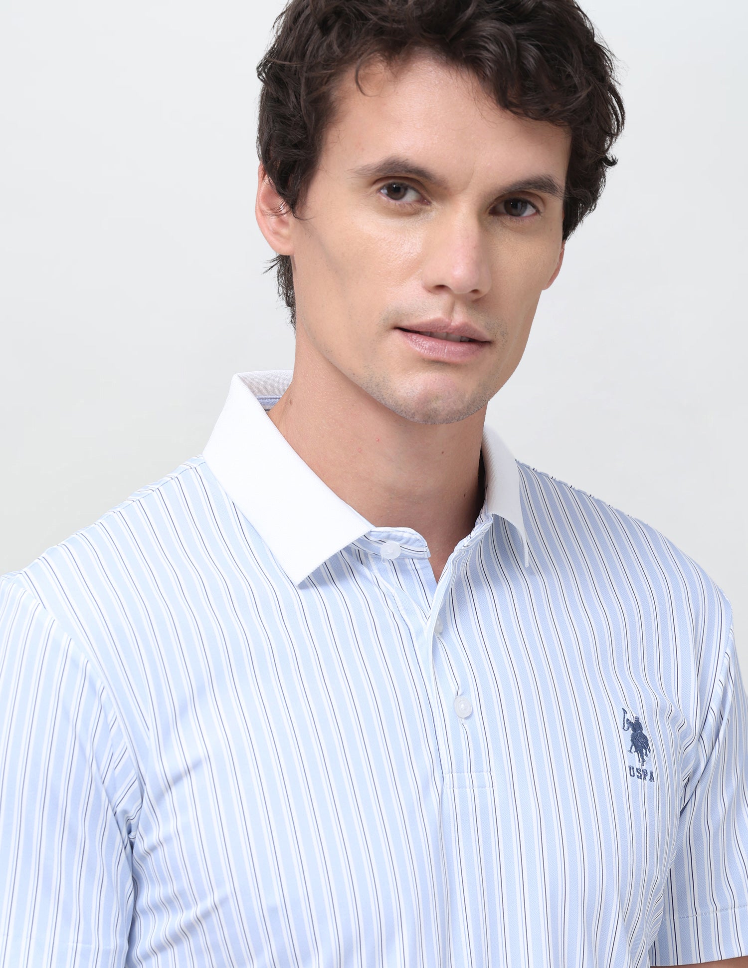Vertical Striped Slim Fit Polo Shirt Blue - U.S. Polo Assn. India | Large