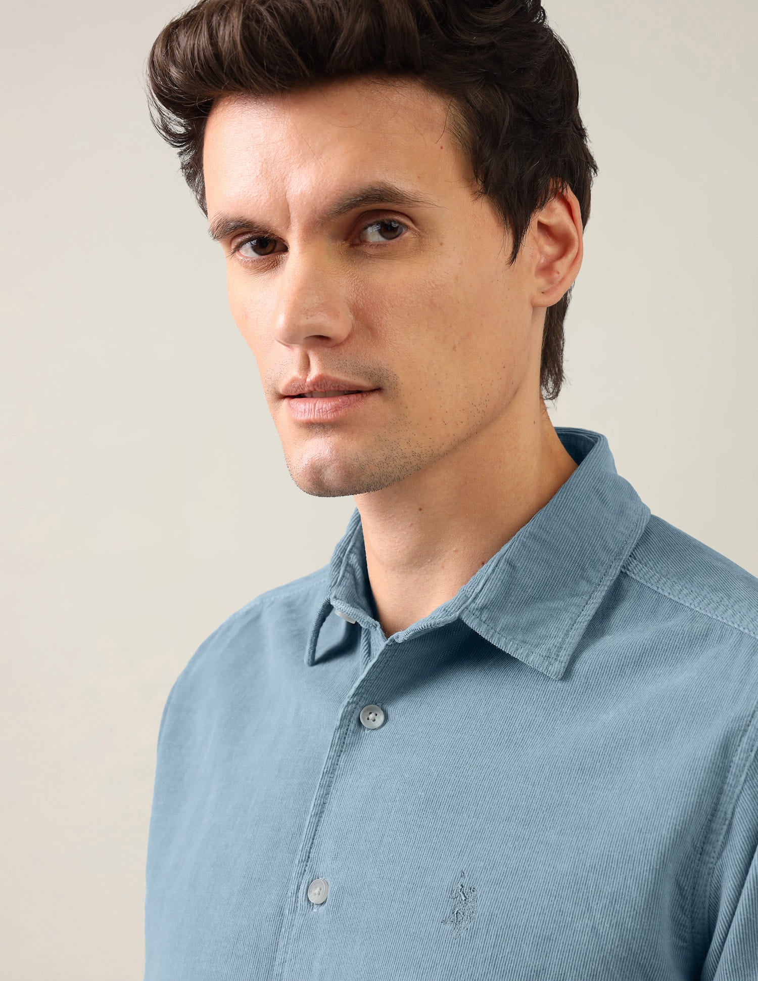 Regular Fit Corduroy Shirt Blue - U.S. Polo Assn. India | Large