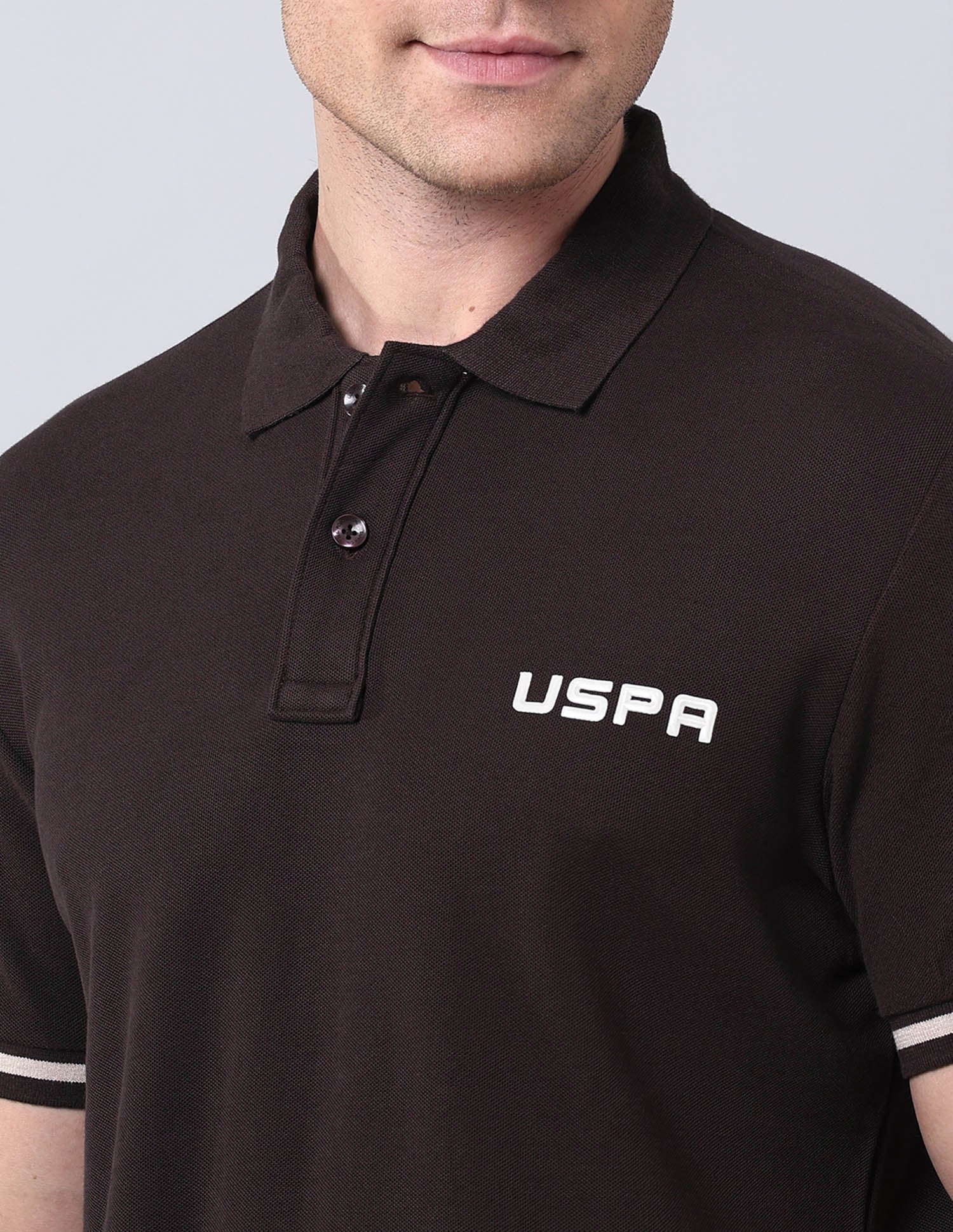 Solid Muscle Fit Americana Polo Shirt Dark Brown - U.S. Polo Assn. India | Large