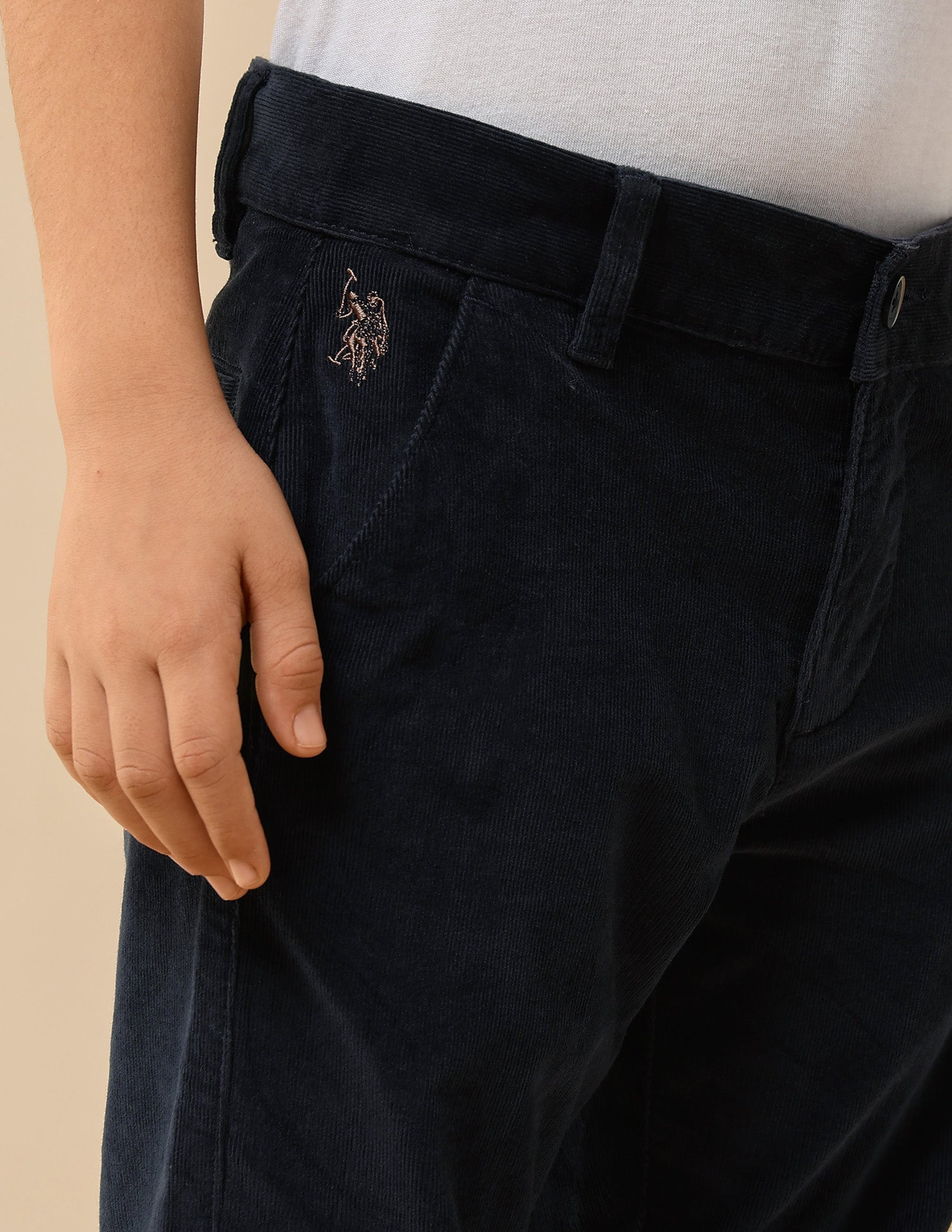 Boys Solid Slim Fit Trousers Navy - U.S. POLO ASSN. | Large