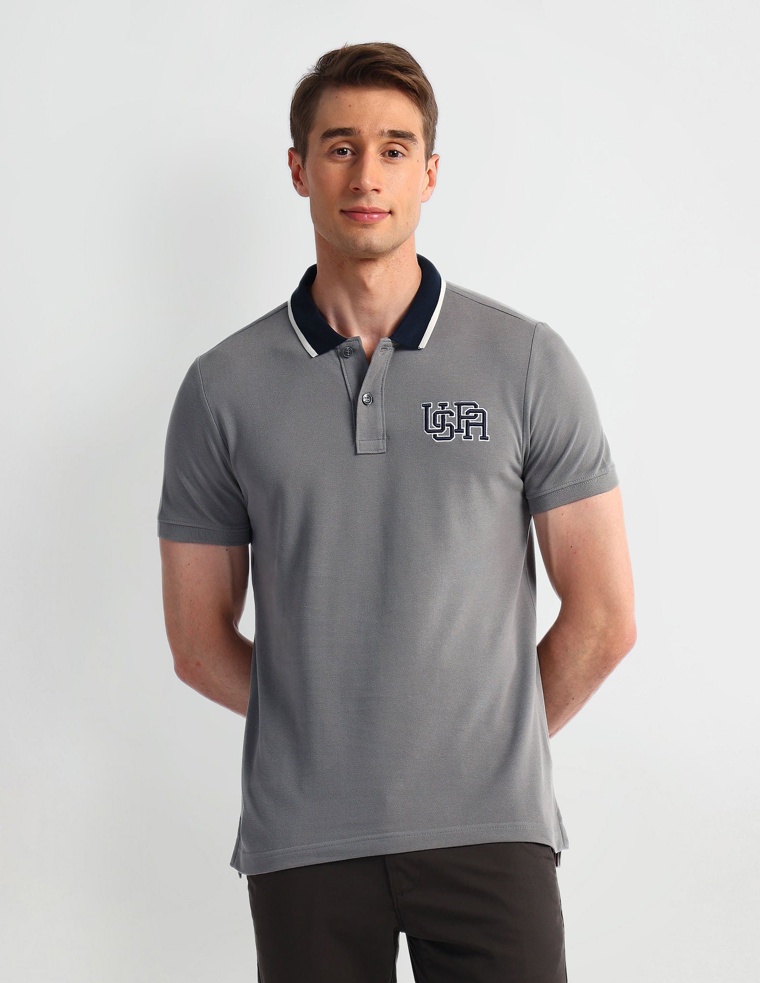 Muscle Fit Solid Polo Shirt Grey - U.S. Polo Assn. India | Large