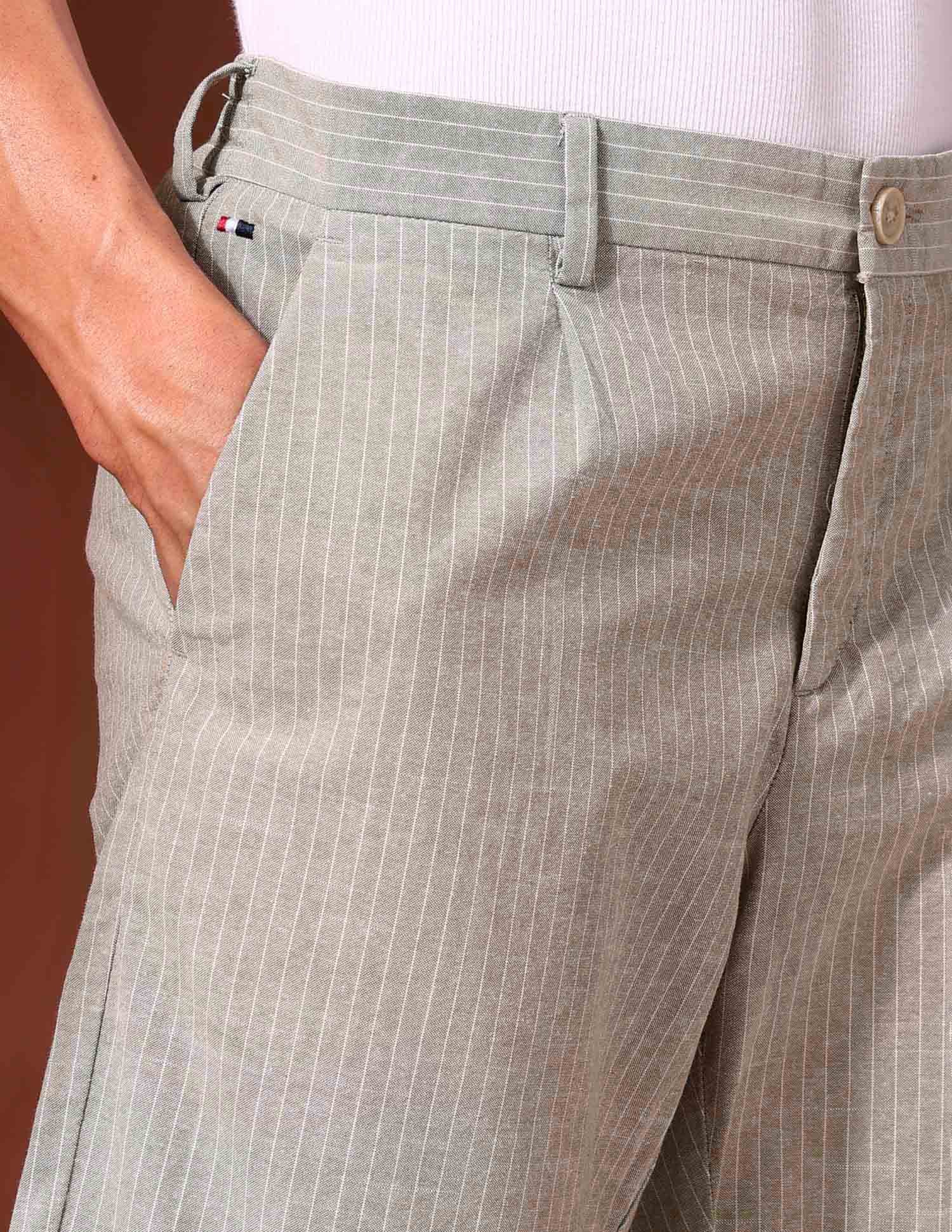 Vertical Striped Slim Fit Chino Shorts Olive - U.S. Polo Assn. India | Large