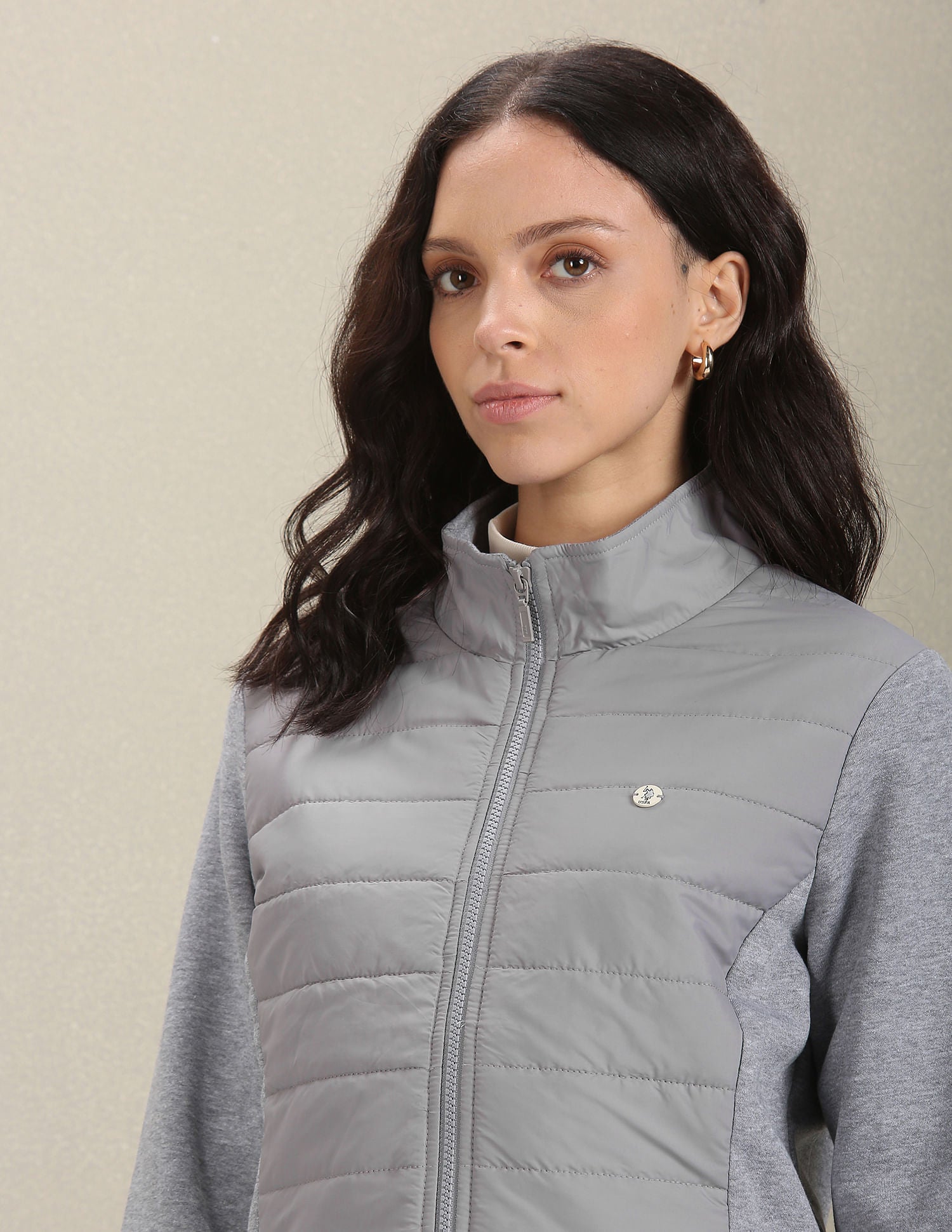 High Neck Puffer Jacket Grey - U.S. Polo Assn. India | Large