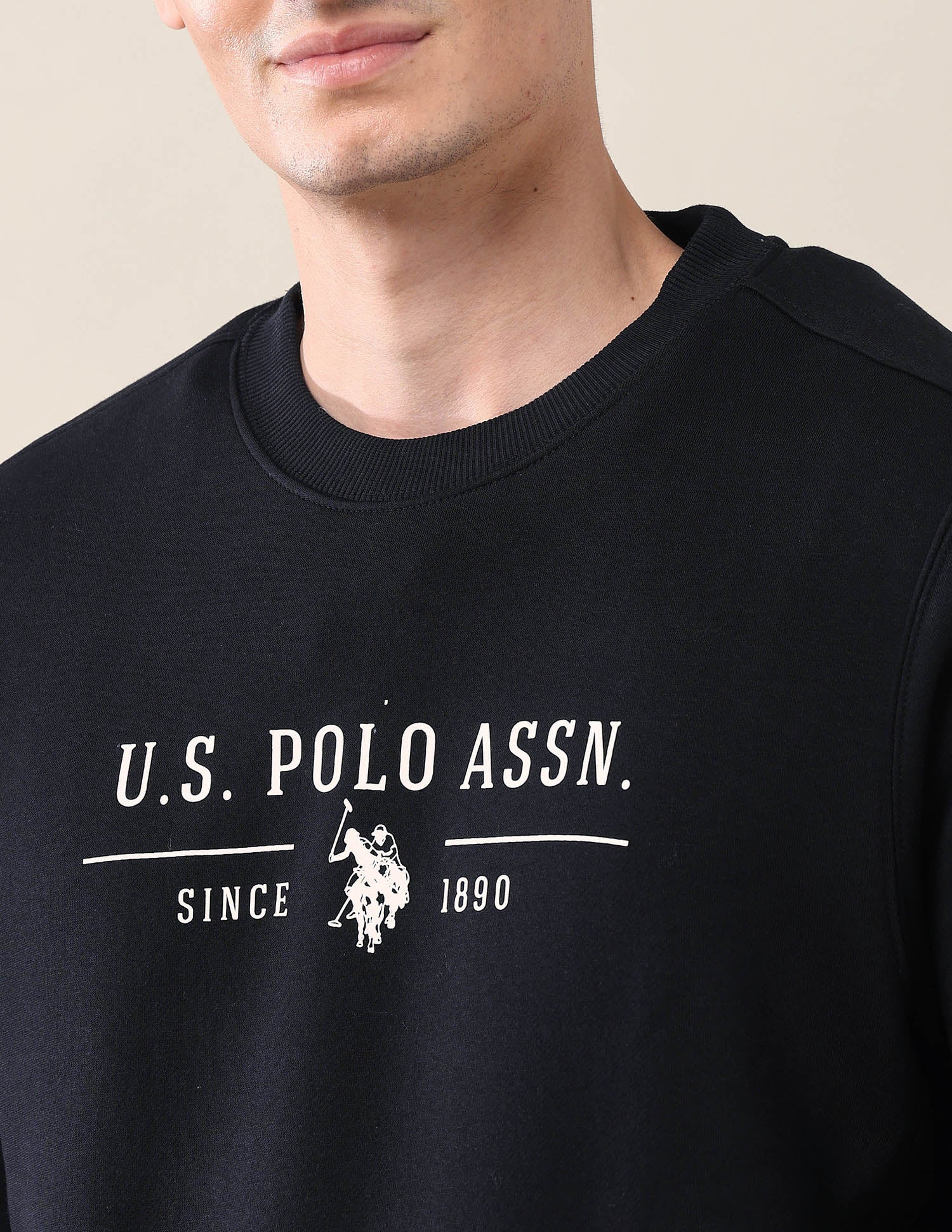 Brand Printed Regular Fit Sweatshirt Black - U.S. POLO ASSN. | Large