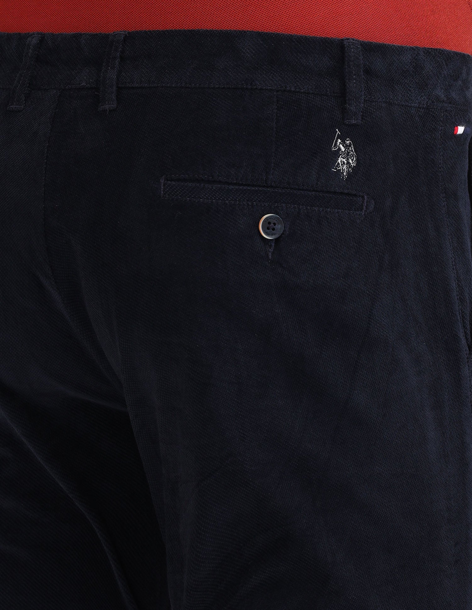 Denver Slim Fit Mid Rise Trousers Navy - U.S. Polo Assn. India | Large