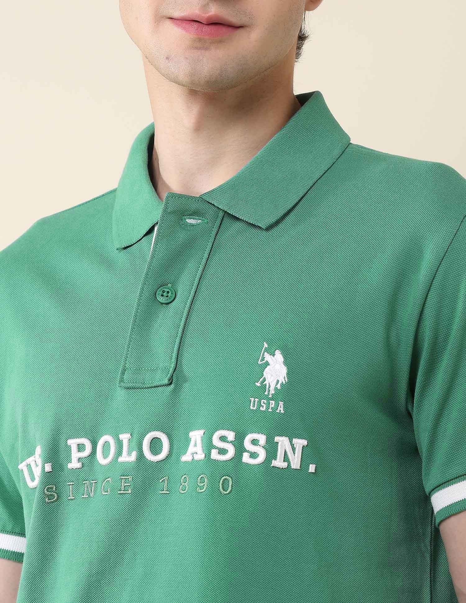 Slim Fit Brand Embroidered Polo Shirt Green - U.S. POLO ASSN. | Large